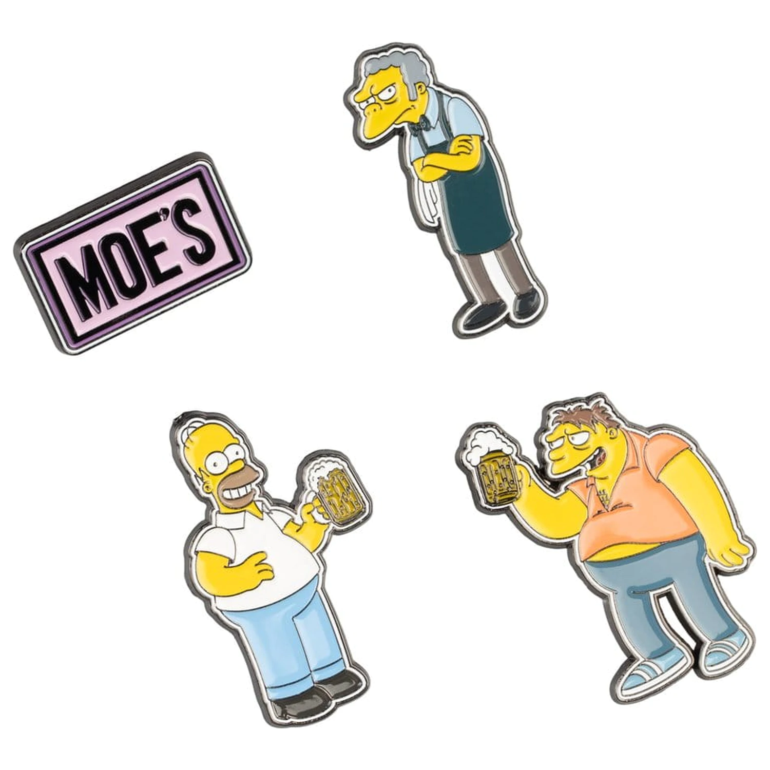 The Simpsons Sada 4 odznakov Pin Badges Moe's Tavern produktová fotografia