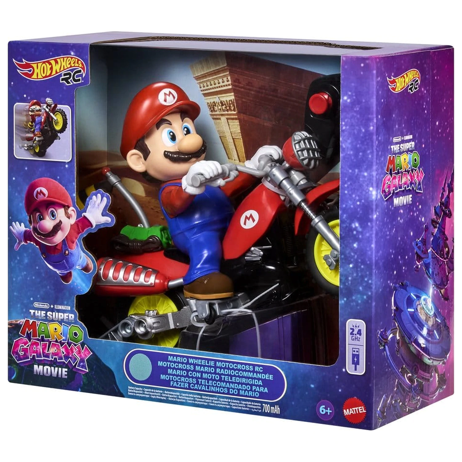 The Super Mario Galaxy Movie Hot Wheels RC Vozidlo Mario Wheelie Motocross produktová fotografia