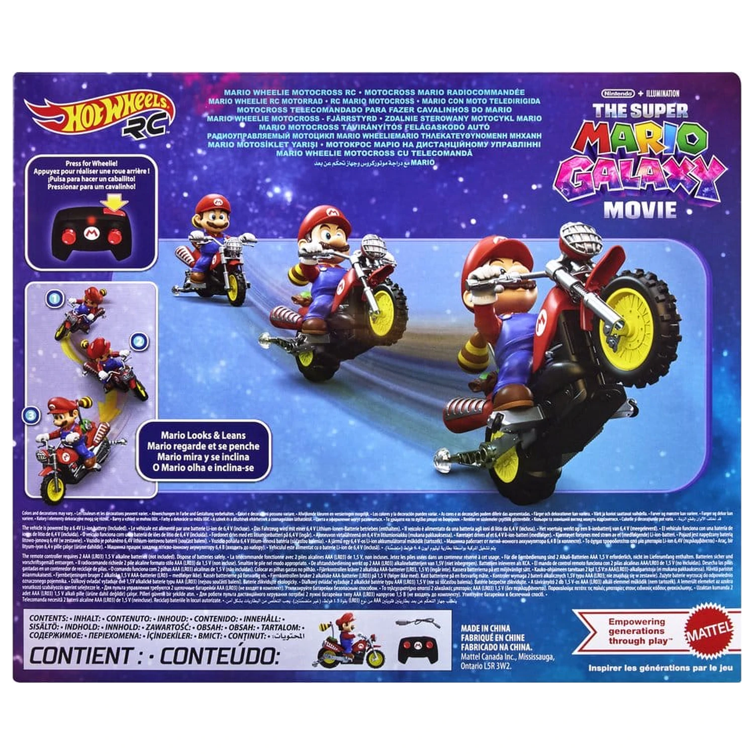 The Super Mario Galaxy Movie Hot Wheels RC Vozidlo Mario Wheelie Motocross produktová fotografia