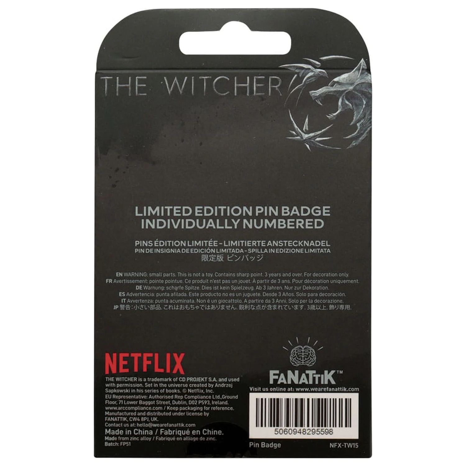 The Witcher odznak špendlík Symbol Zaklínača limitovaná edícia produktová fotografia