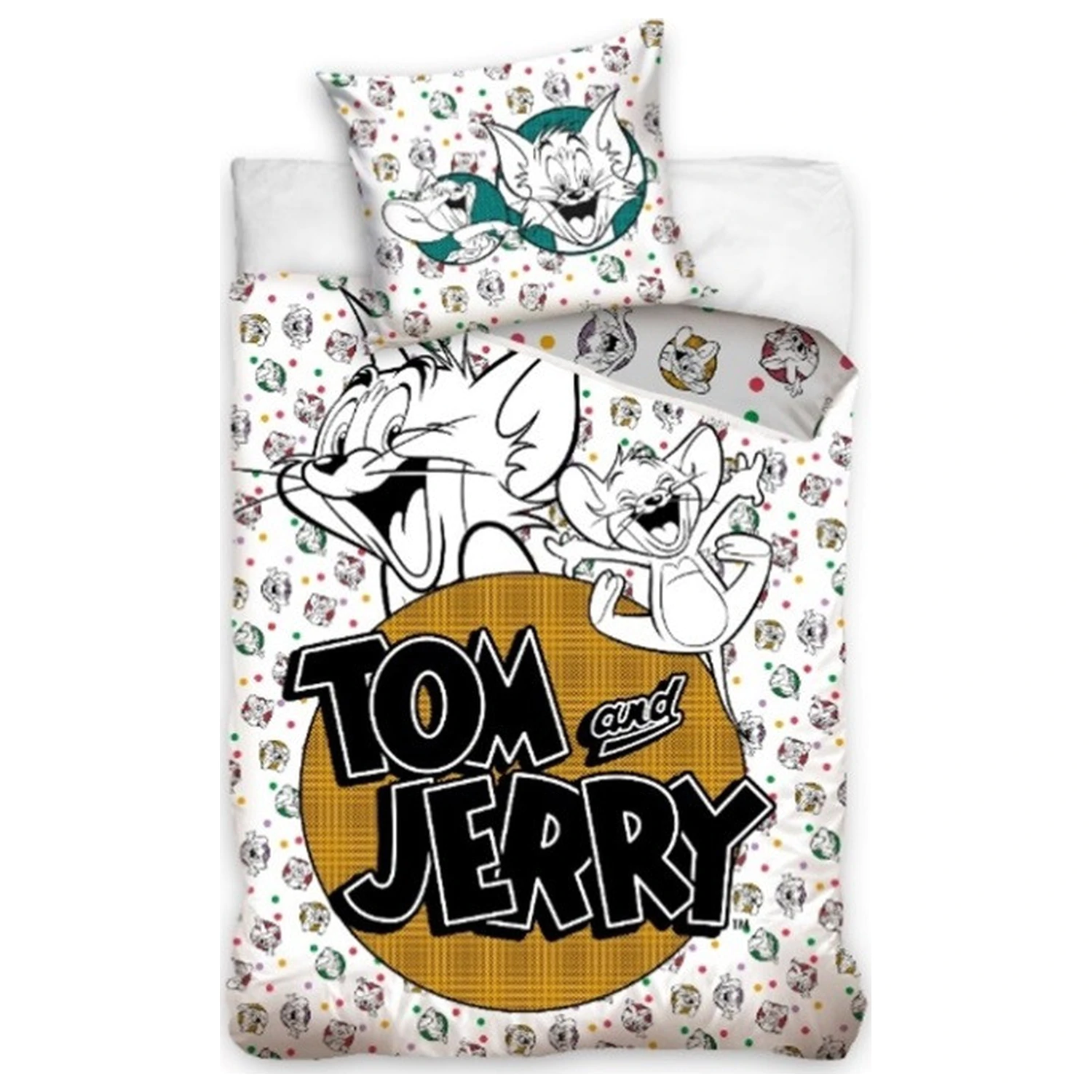 Tom and Jerry Biela obliečka na paplón 140x200cm, 70x90cm produktová fotografia