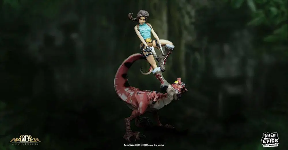 Tomb Raider Mini Epics Vinyl Figúrka Lara Croft & Raptor 24 cm termékfotó