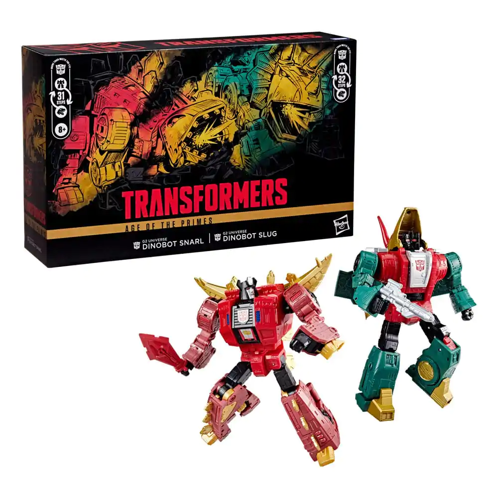 Transformers Age of the Primes Leader Class Akčná figúrka G2 Universe Dinobots Snarl & Slug 19 cm produktová fotografia