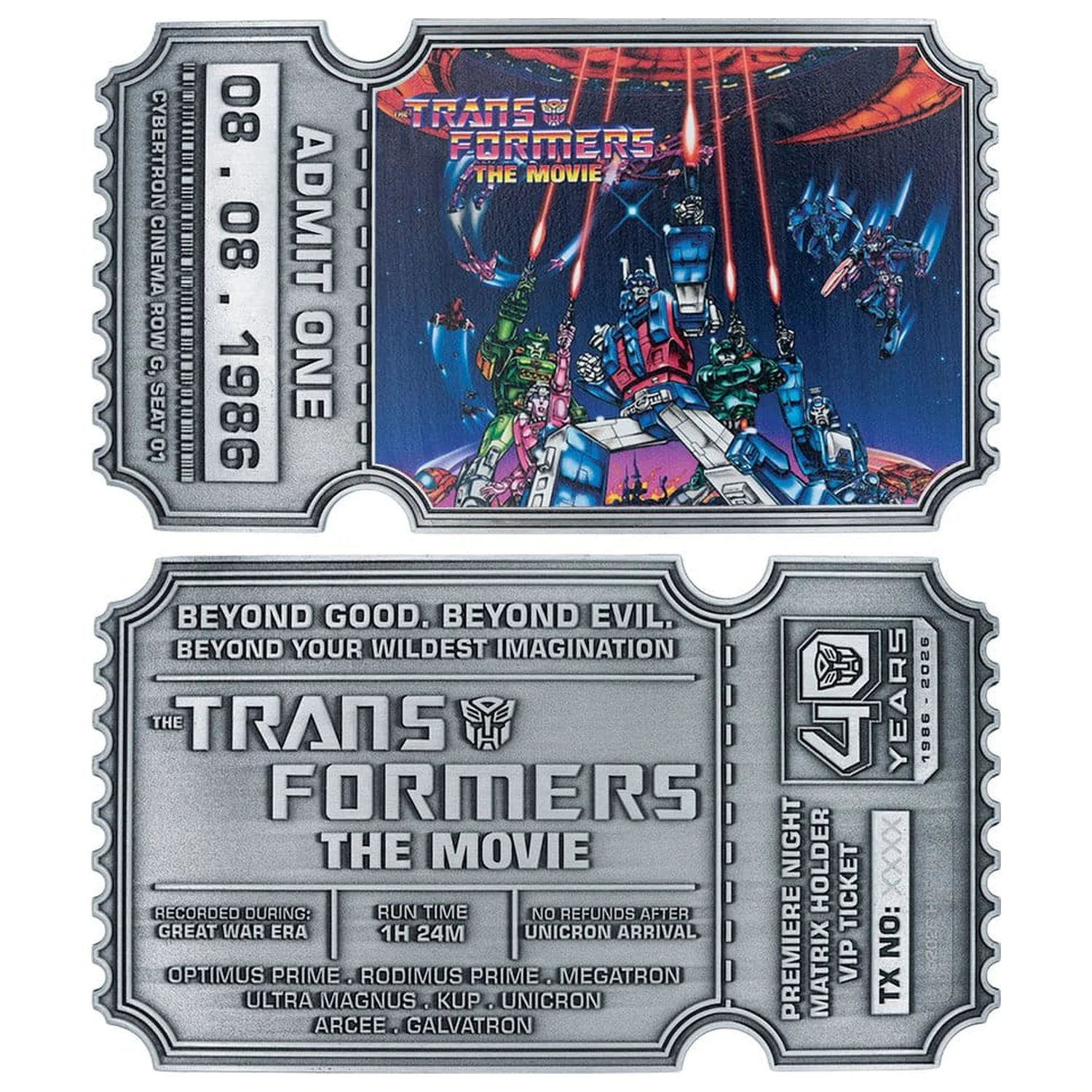 Transformers Replika The Movie 40. výročie Filmový lístok Limitovaná edícia 9 x 16 cm produktová fotografia