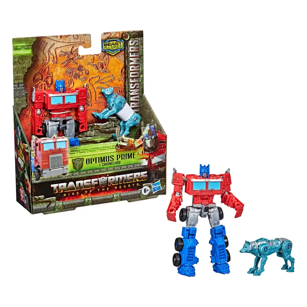 Transformers: Rise of the Beasts Beast Alliance Weaponizer akčná figúrka 2-balenie Optimus Prime & Chainclaw 13 cm produktová fotografia
