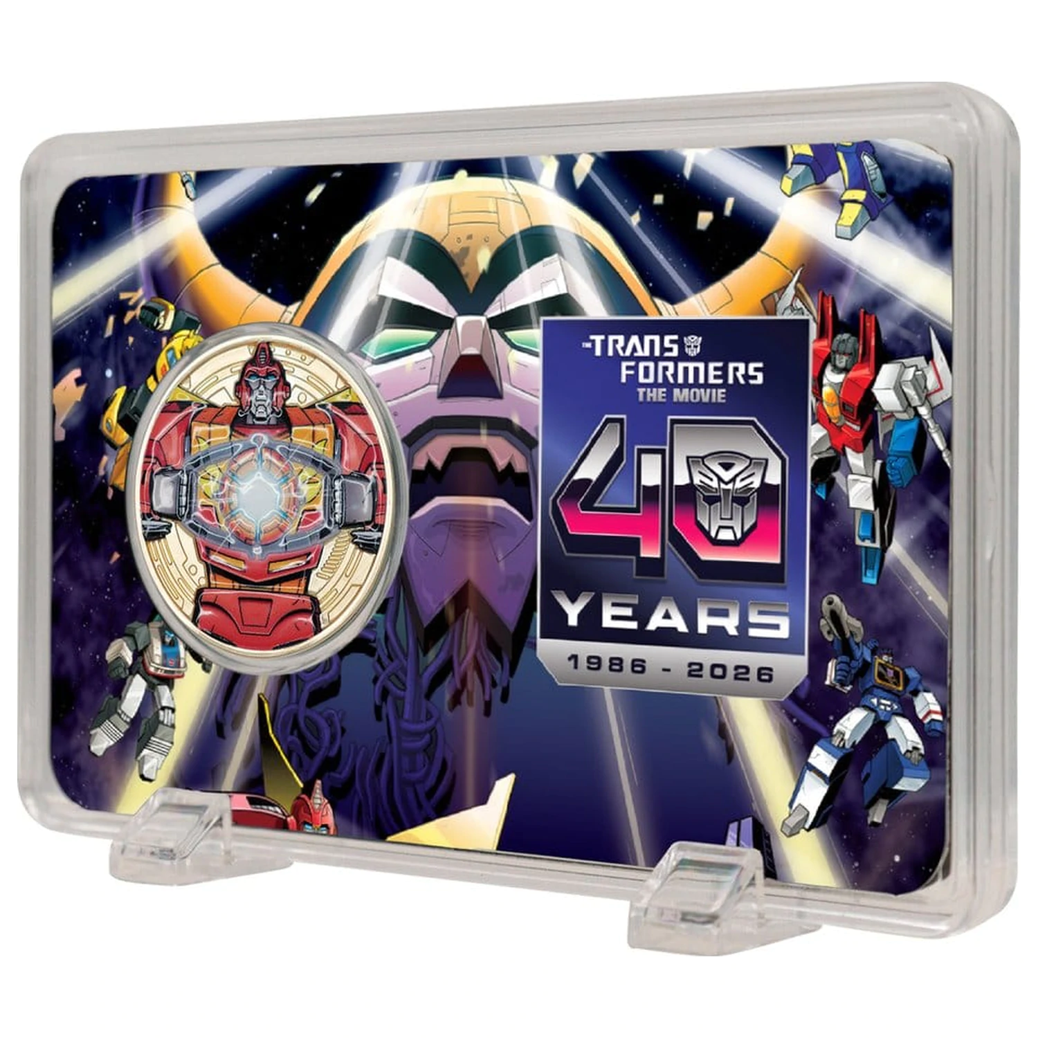 Transformers Zberateľská minca The Movie 40th Anniversary Limitovaná edícia 24k pozlátená produktová fotografia