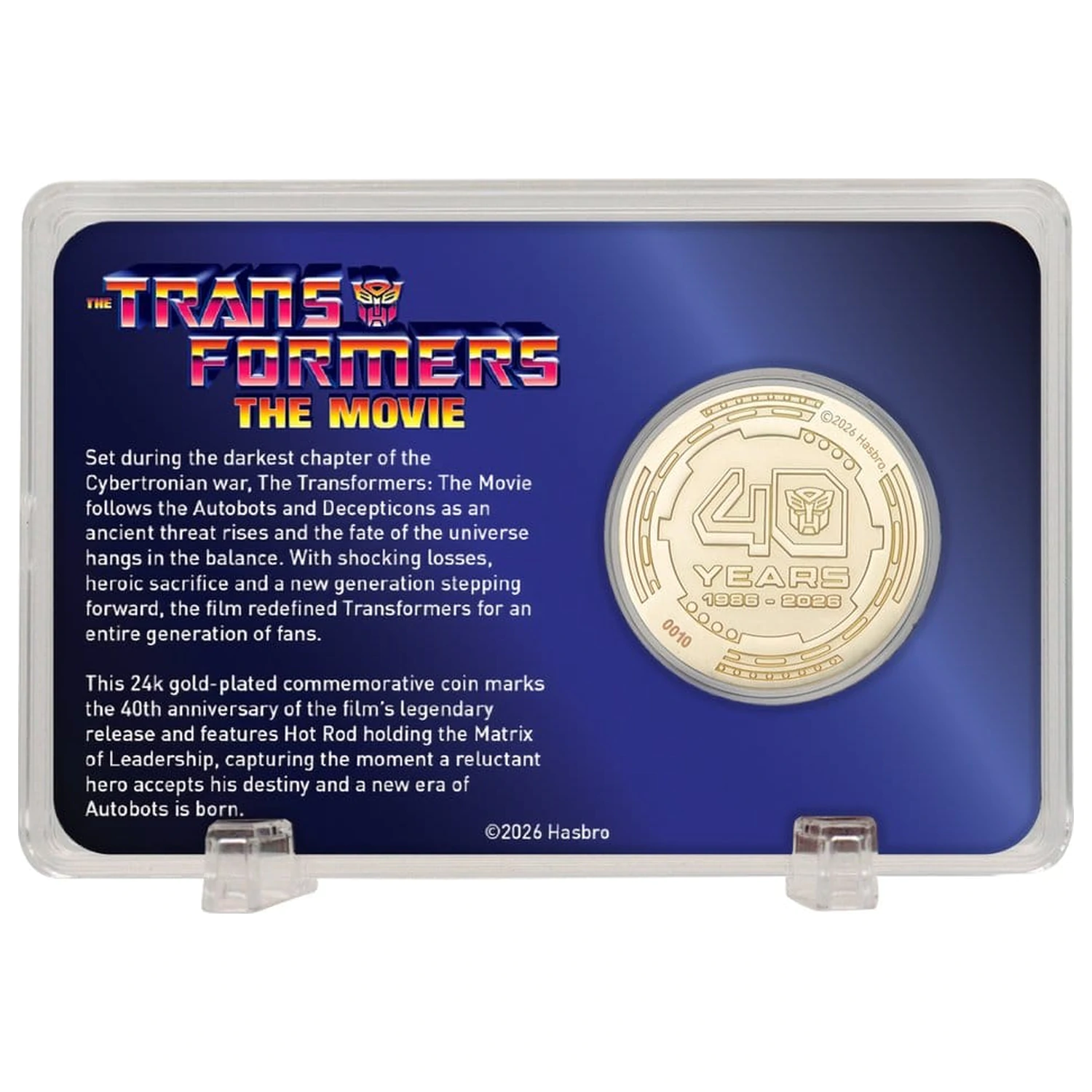 Transformers Zberateľská minca The Movie 40th Anniversary Limitovaná edícia 24k pozlátená produktová fotografia