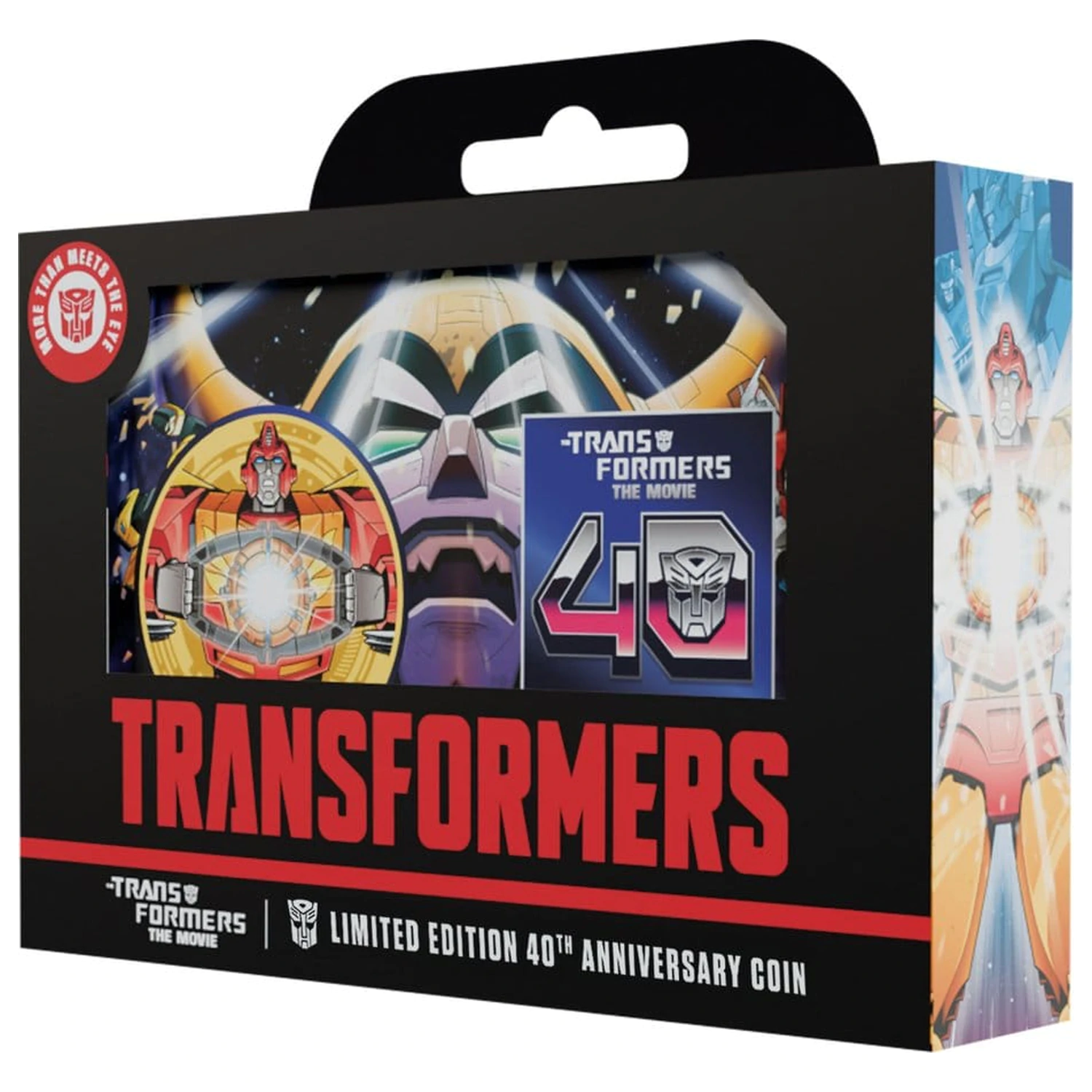 Transformers Zberateľská minca The Movie 40th Anniversary Limitovaná edícia 24k pozlátená produktová fotografia