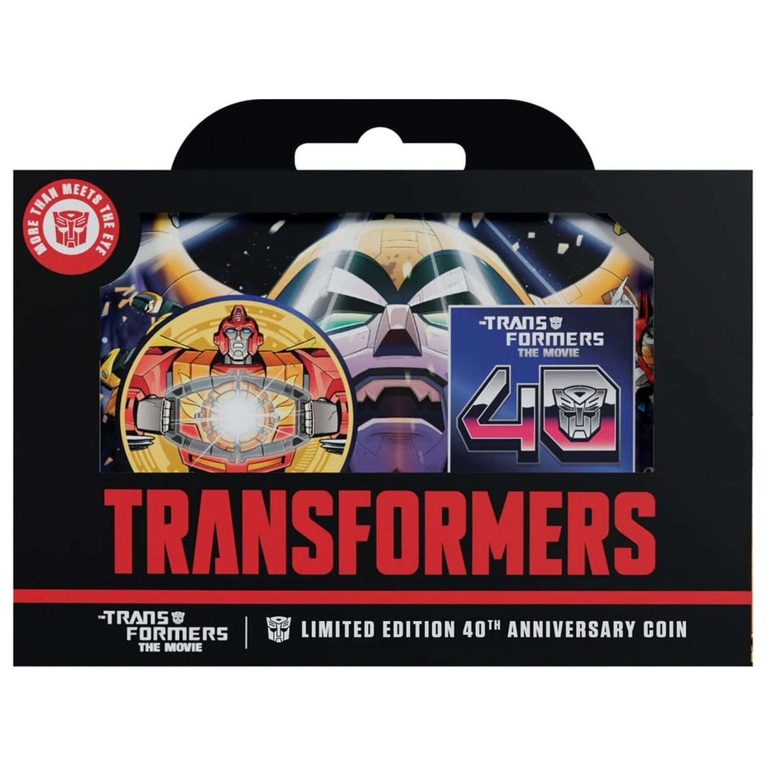 Transformers Zberateľská minca The Movie 40th Anniversary Limitovaná edícia 24k pozlátená produktová fotografia