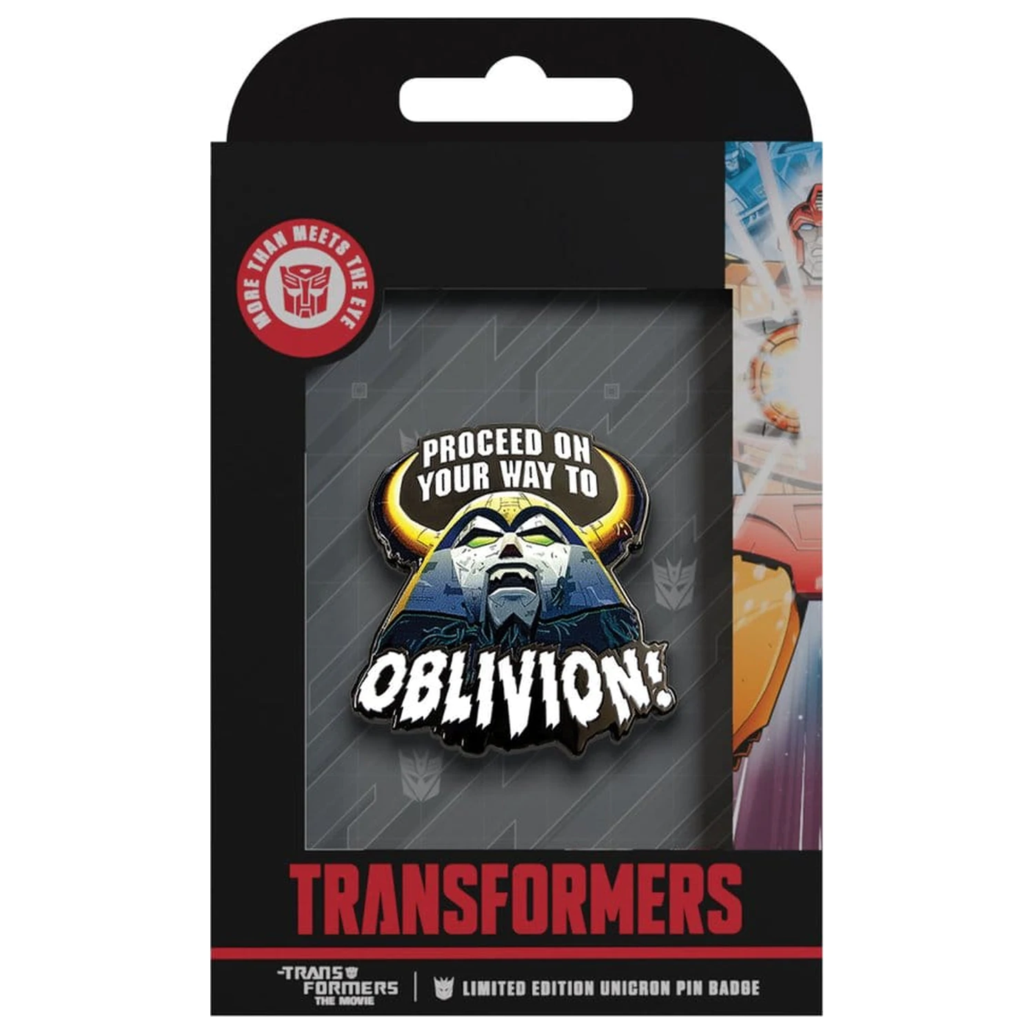 Transformers odznak The Movie 40th Anniversary Unicron limitovaná edícia produktová fotografia