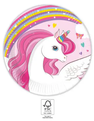 Unicorn Rainbow Colors, Unicorn papierové taniere 8 ks 20 cm FSC produktová fotografia