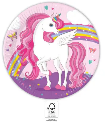 Unicorn Rainbow Colors, Unicorn papierové taniere 8 ks 23 cm FSC produktová fotografia