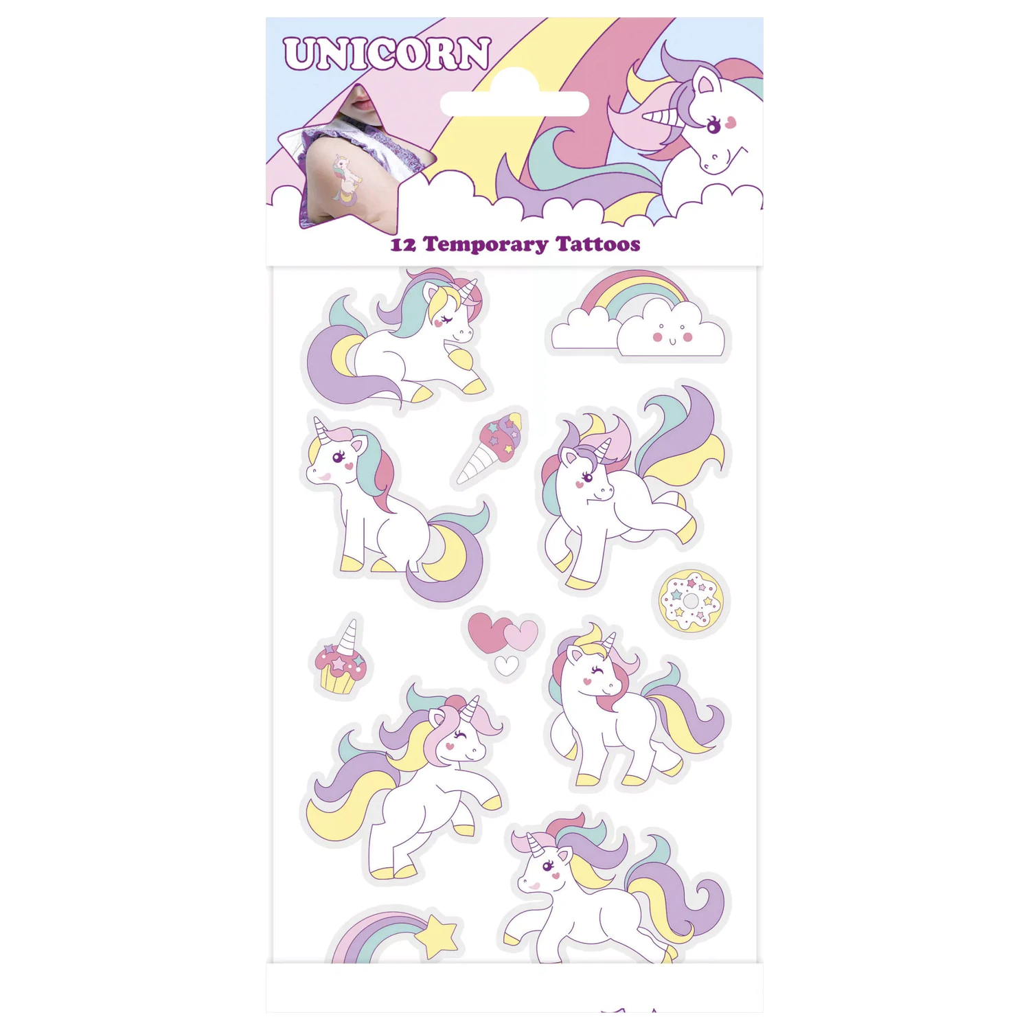 Unicorn Pastel tetovanie 12-kusové balenie produktová fotografia