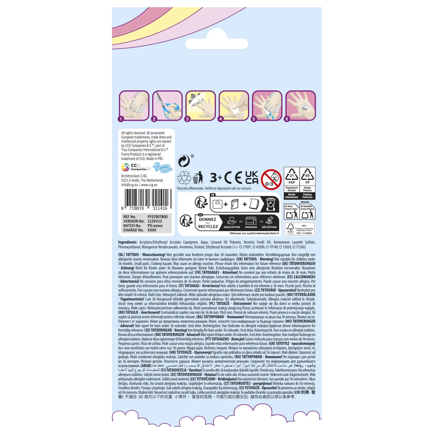Unicorn Pastel tetovanie 12-kusové balenie produktová fotografia