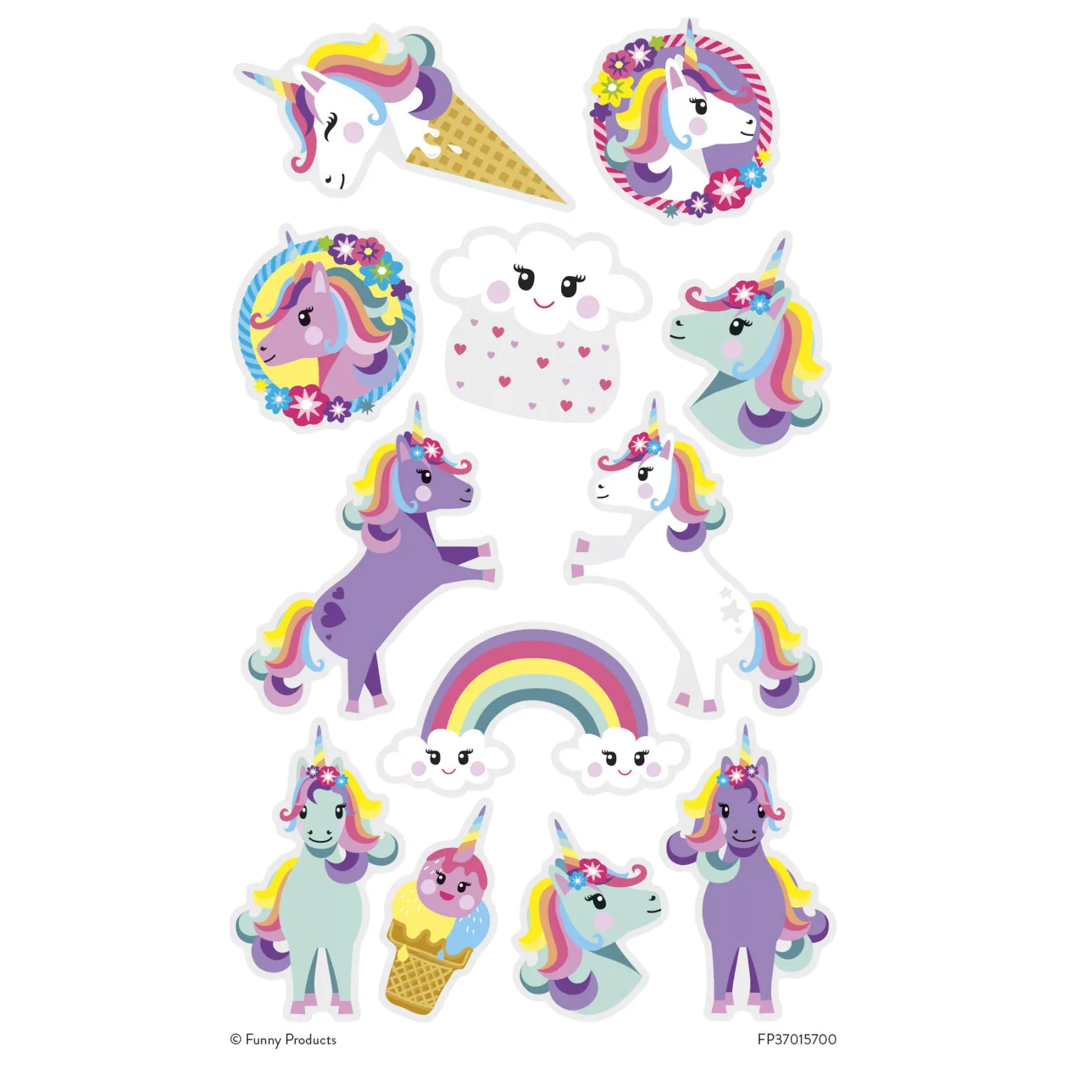 Unicorn Rainbow Tattoo 12-dielny produktová fotografia