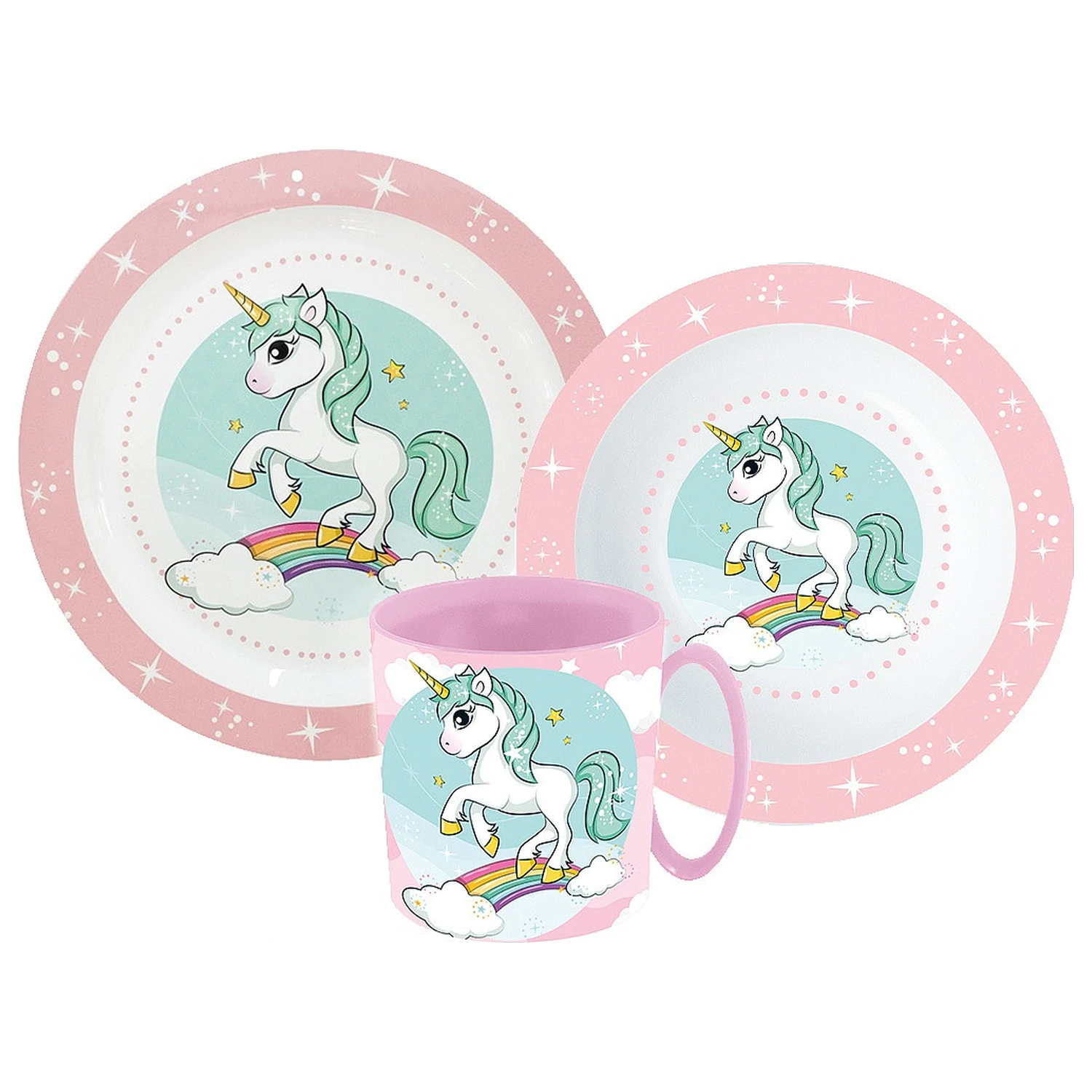 Unicorn Range jedálenský set, mikro plastový set s 350 ml hrnčekom produktová fotografia