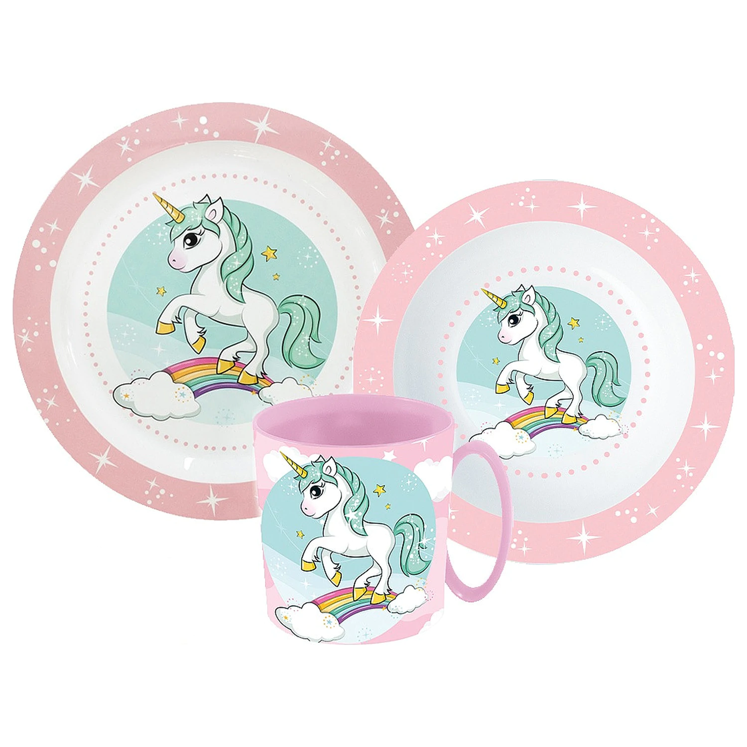 Unicorn Range jedálenský set, Micro Plastic set s hrnčekom produktová fotografia