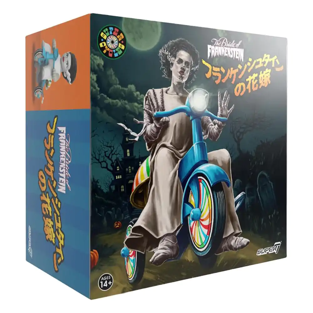 Universal Monsters Super Cycles Akčná figúrka Bride of Frankenstein (White with Blue Trike) 13 cm produktová fotografia