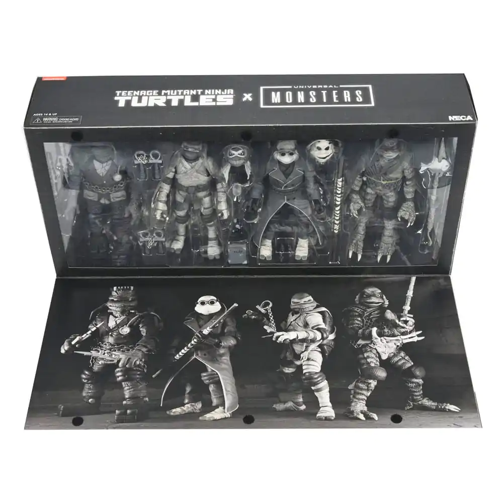 Universal Monsters x Teenage Mutant Ninja Turtles akčné figúrky 4 db Teknőcök fekete-fehér 18 cm termékfotó