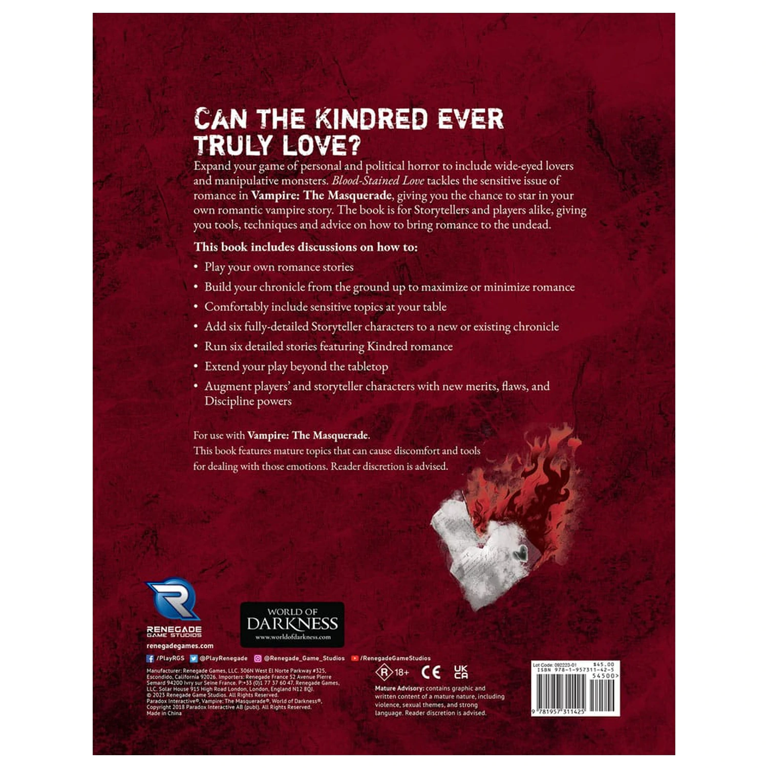 Vampire: The Masquerade 5th Edition RPG kniha Blood-Stained Love Sourcebook *Anglická verzia* produktová fotografia