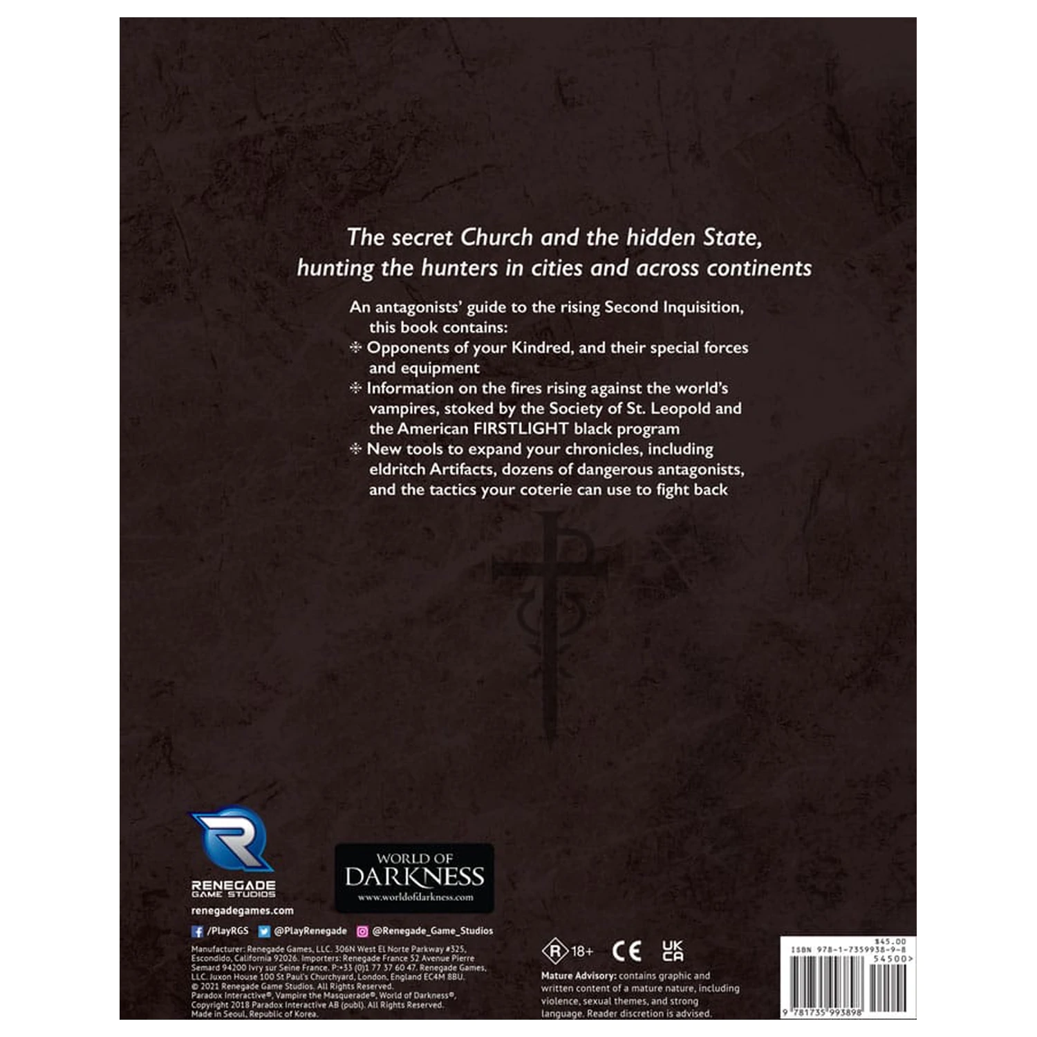 Vampire: The Masquerade 5th Edition RPG kniha Druhá inkvizícia *anglická verzia* produktová fotografia