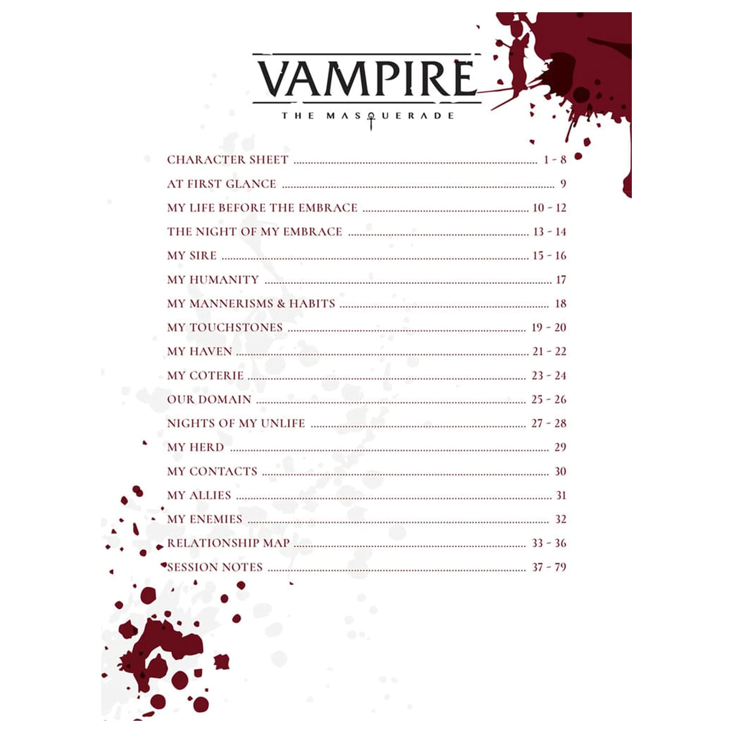 Vampire: The Masquerade 5th Edition RPG Journal Expanded Character Sheet Žurnál *Anglická verzia* produktová fotografia
