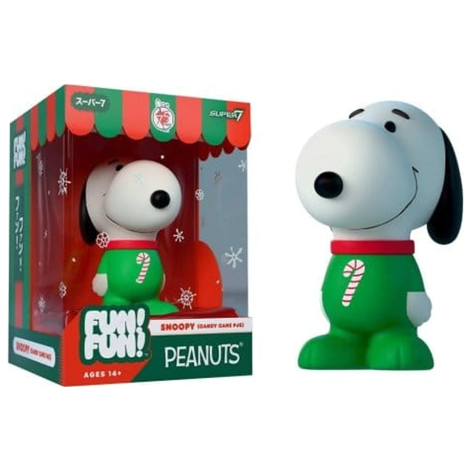 Vintage Peanuts zábava! Zábava! Mini figúrka vlna 03 Holiday Snoopy (Candy Cane PJs) produktová fotografia