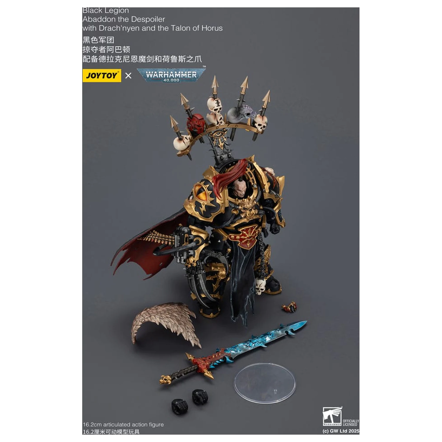 Warhammer 40,000 Akčná figúrka Black Legion Abaddon the Despoiler s Drach'nyen a The Talo 16 cm produktová fotografia