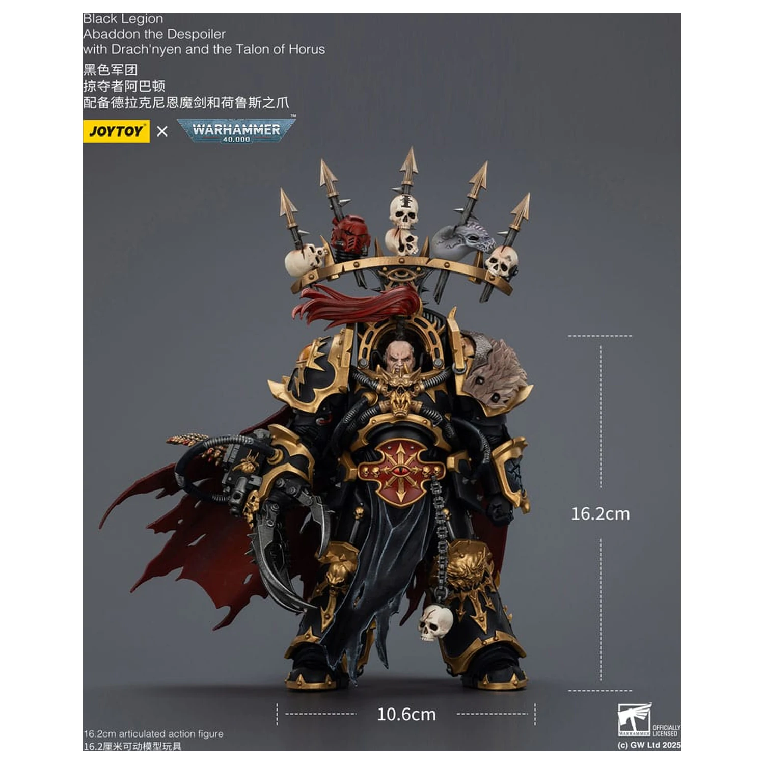 Warhammer 40,000 Akčná figúrka Black Legion Abaddon the Despoiler s Drach'nyen a The Talo 16 cm produktová fotografia