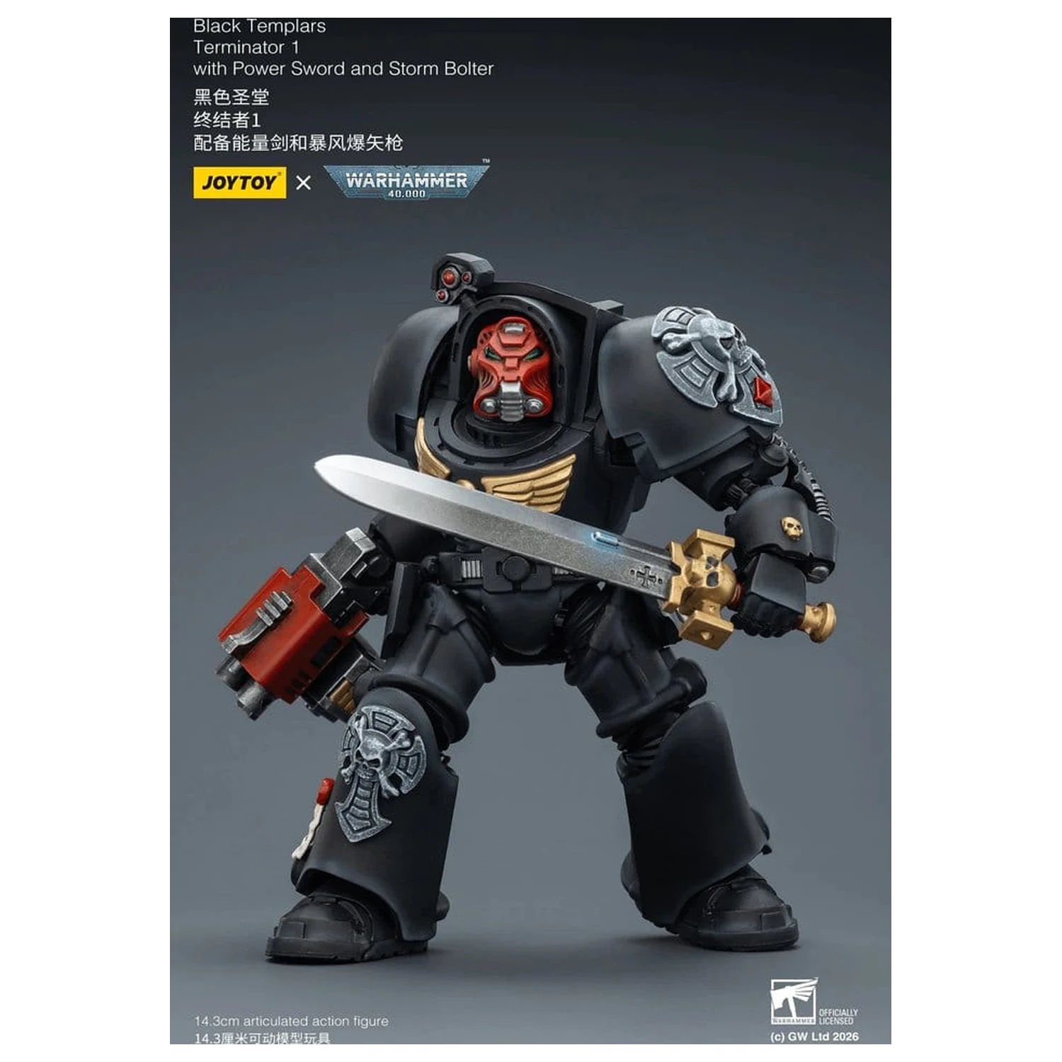 Warhammer 40,000 Action Figure Black Templars Terminator 1 s Power Sword a Storm Bolter 14 cm produktová fotografia