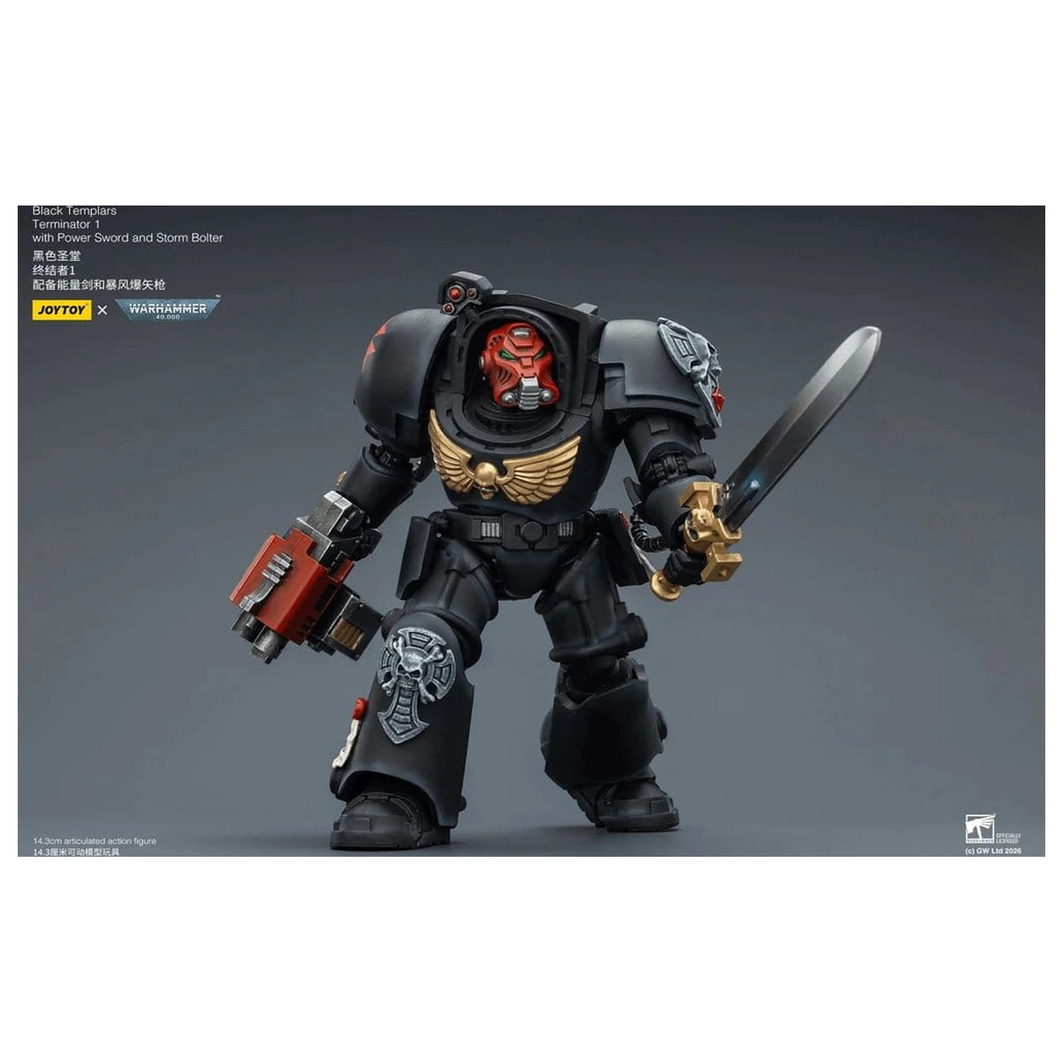 Warhammer 40,000 Action Figure Black Templars Terminator 1 s Power Sword a Storm Bolter 14 cm produktová fotografia