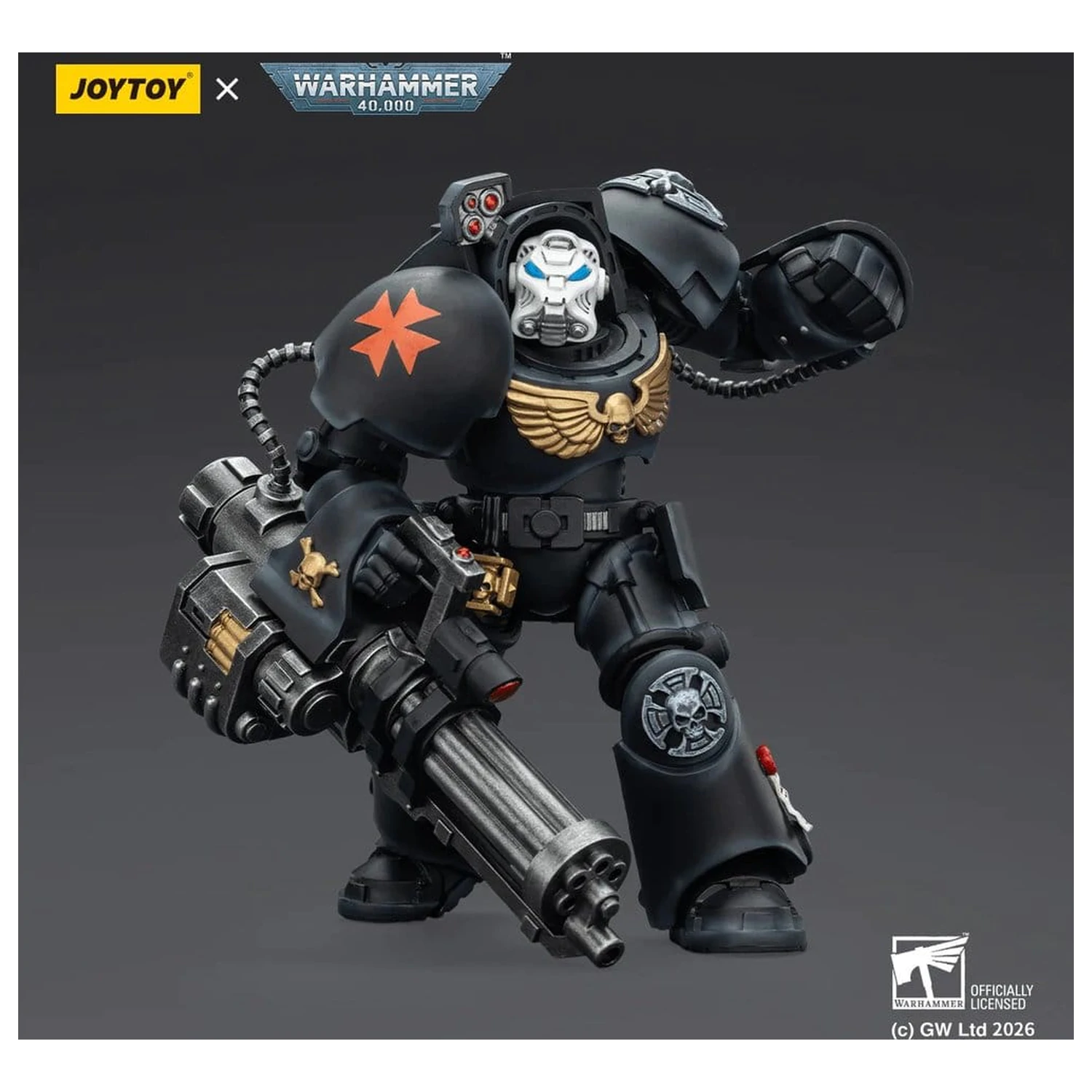 Warhammer 40,000 akčná figúrka Black Templars Terminator 3 s Power Fistom a Assault Cannonom 14 cm produktová fotografia