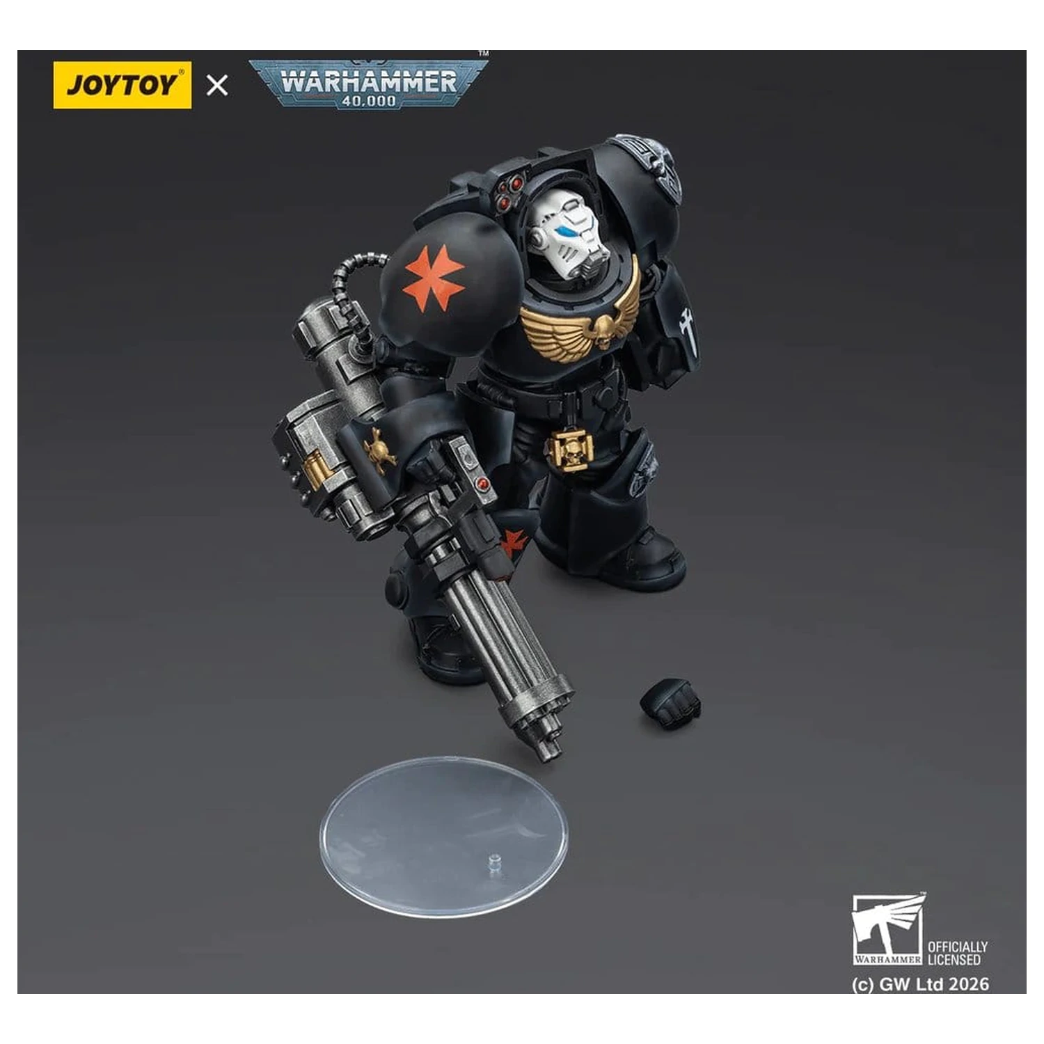 Warhammer 40,000 akčná figúrka Black Templars Terminator 3 s Power Fistom a Assault Cannonom 14 cm produktová fotografia