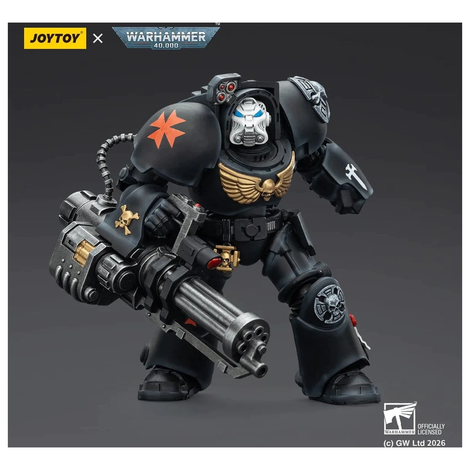 Warhammer 40,000 akčná figúrka Black Templars Terminator 3 s Power Fistom a Assault Cannonom 14 cm produktová fotografia