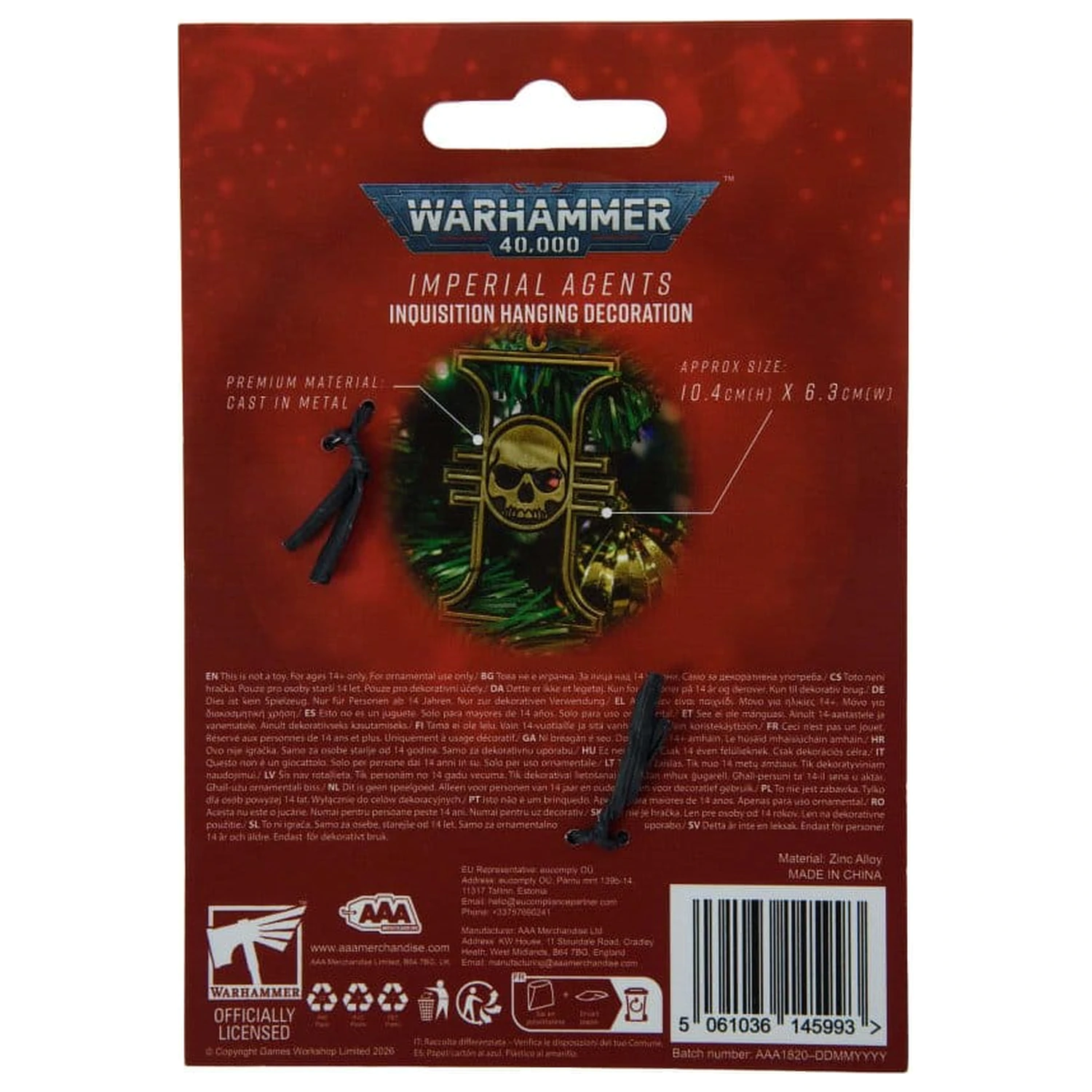 Warhammer 40,000 Závesná dekorácia Imperial Agents Inquisition 17 cm produktová fotografia