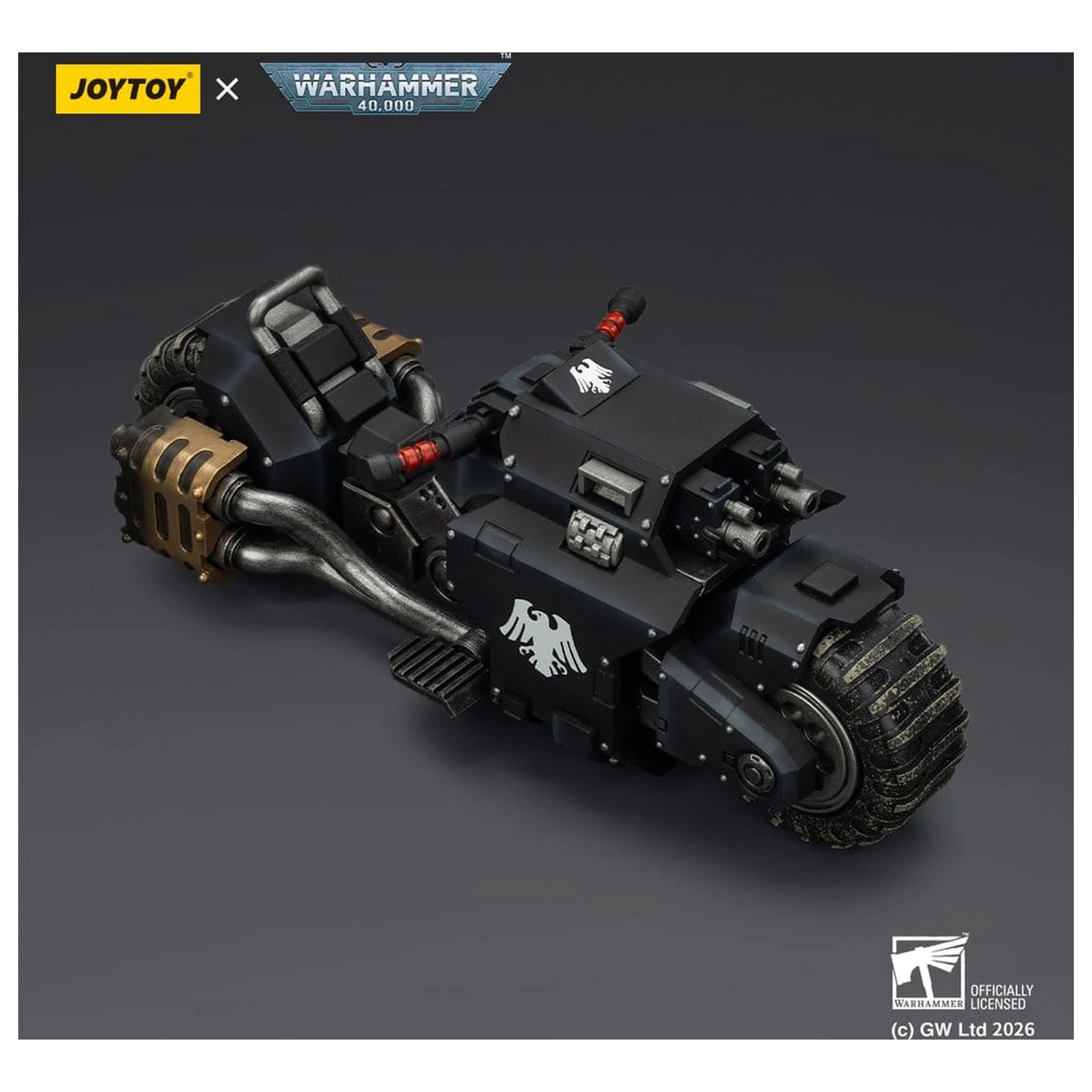Warhammer 40,000 Raider-pattern Bojový motocykel Raven Guard s dvojicou spriahnutých bolt pušiek 22 cm produktová fotografia