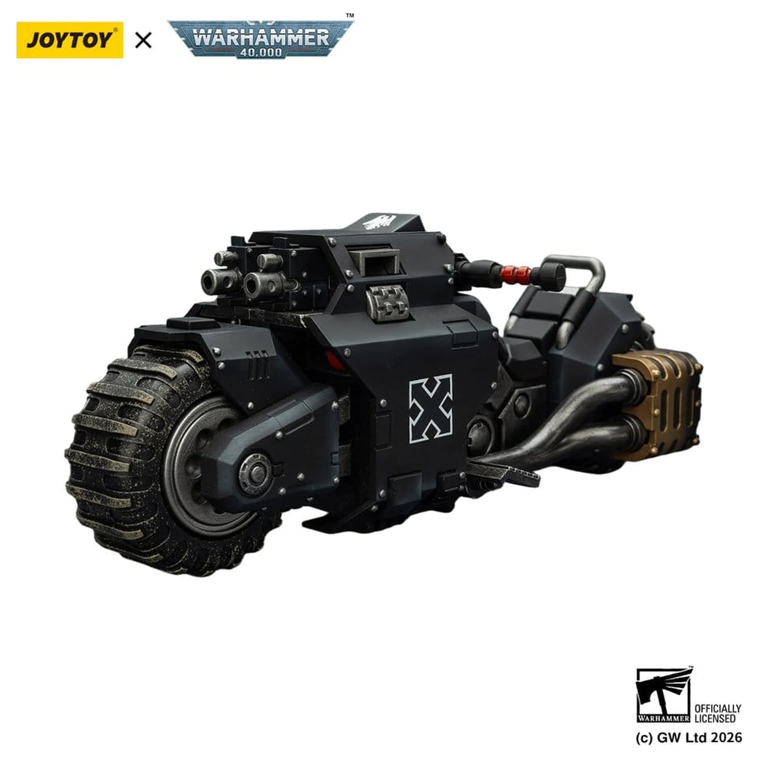 Warhammer 40,000 Raider-pattern Bojový motocykel Raven Guard s dvojicou spriahnutých bolt pušiek 22 cm produktová fotografia