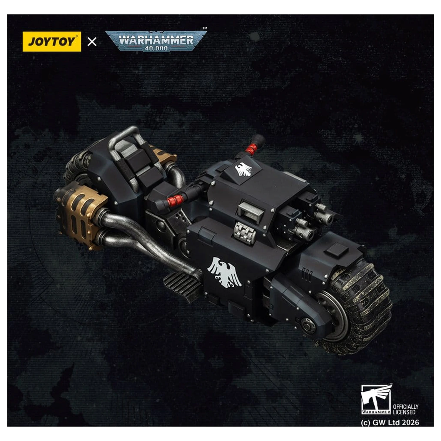 Warhammer 40,000 Raider-pattern Bojový motocykel Raven Guard s dvojicou spriahnutých bolt pušiek 22 cm produktová fotografia
