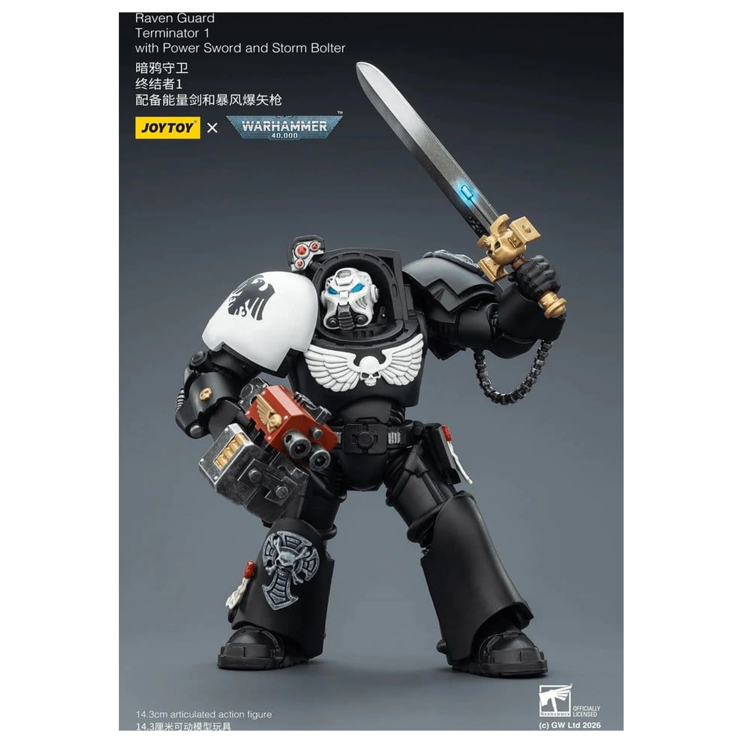 Warhammer 40,000 Akčná figúrka Raven Guard Terminator 1 s Power Sword a Storm Bolter 14 cm produktová fotografia