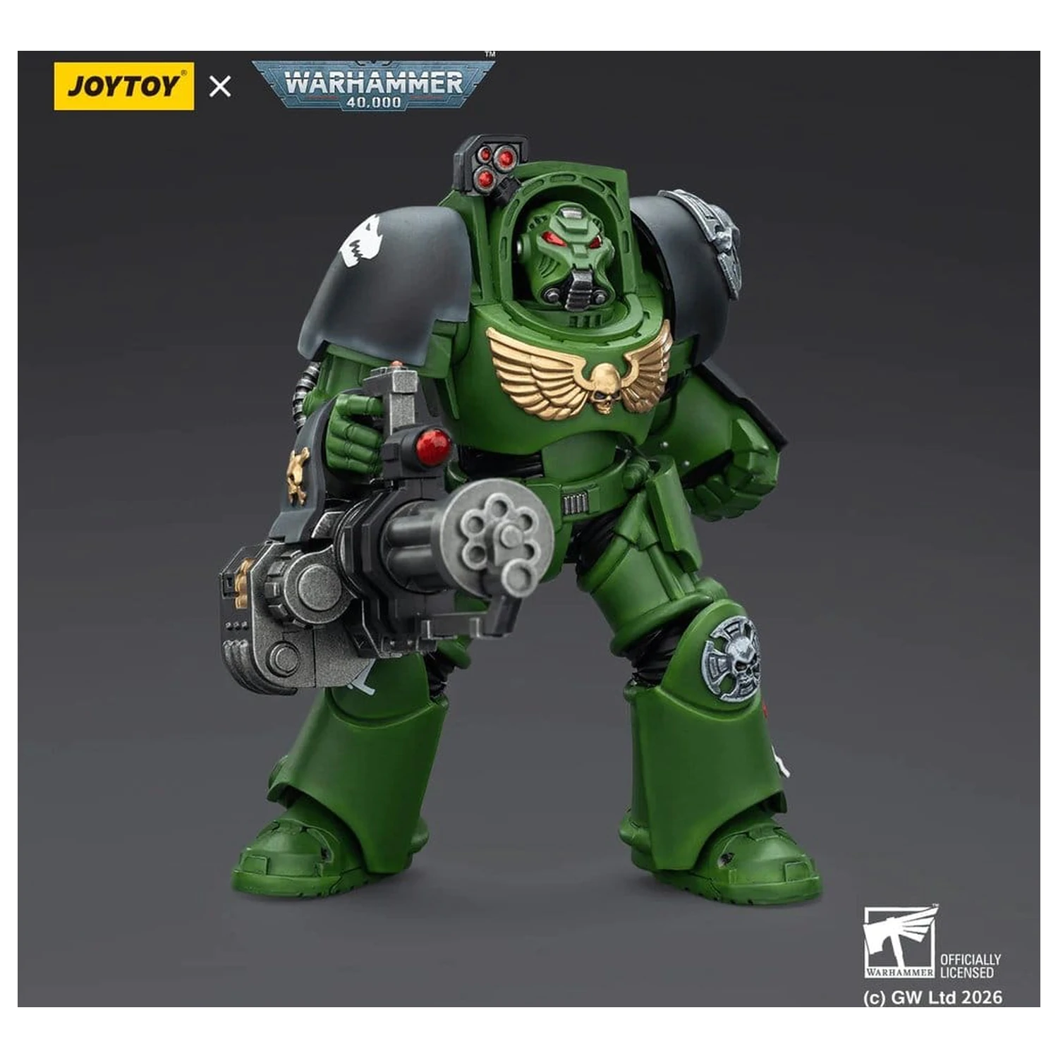 Warhammer 40,000 akčná figúrka Salamanders Terminator 3 s Power Fist a Assault Cannon 14 cm produktová fotografia