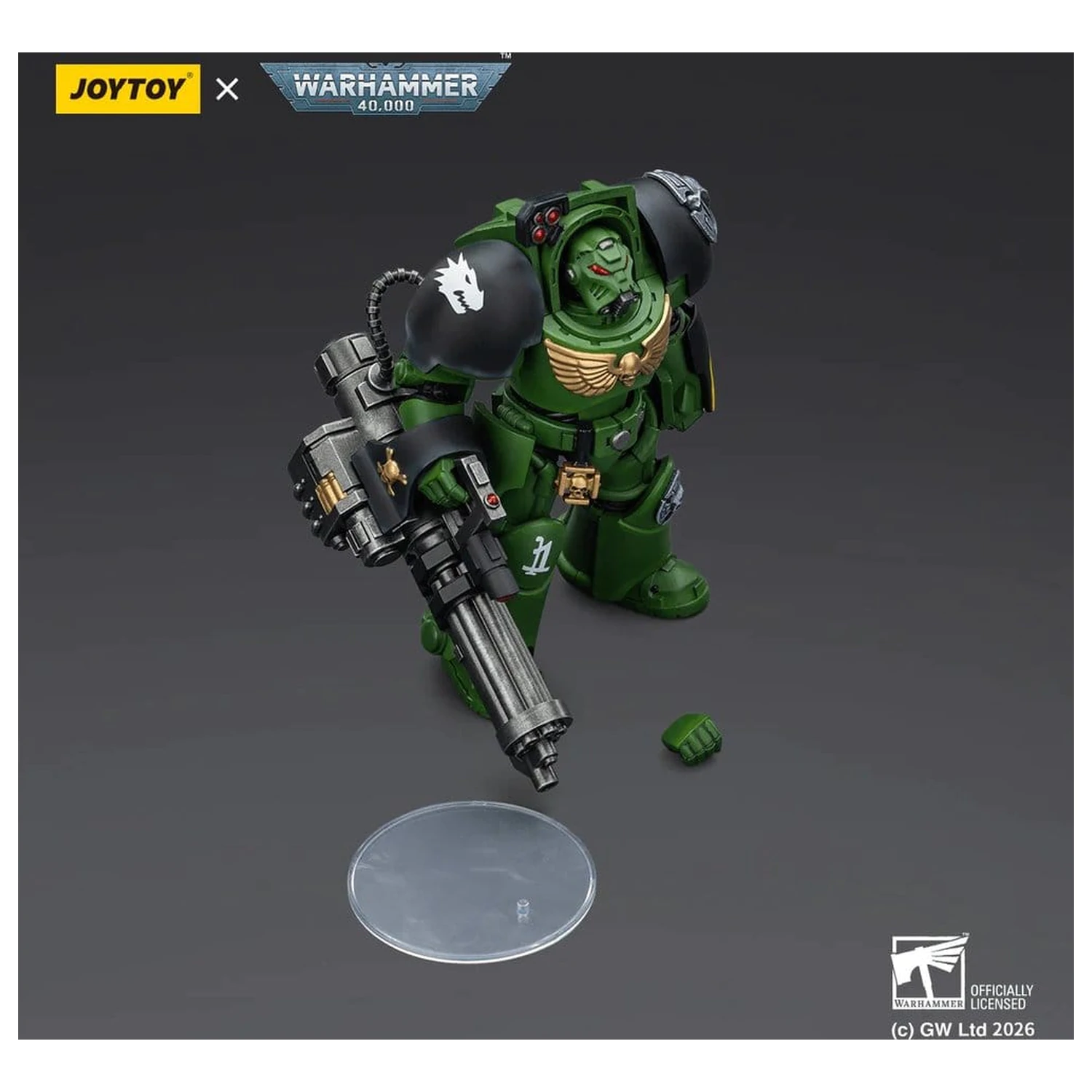 Warhammer 40,000 akčná figúrka Salamanders Terminator 3 s Power Fist a Assault Cannon 14 cm produktová fotografia