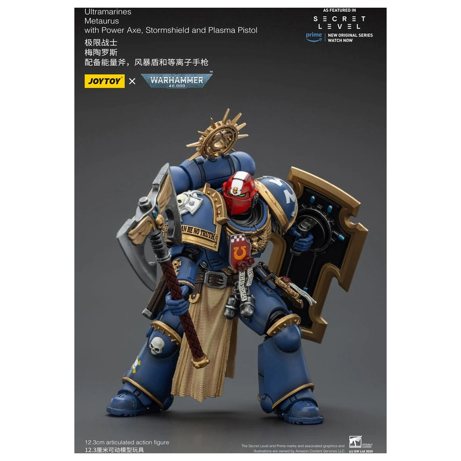 Warhammer 40,000 Akčná figúrka Ultramarines Metaurus s Power Axe, Stormshield a Plasma Pistol 13 cm produktová fotografia