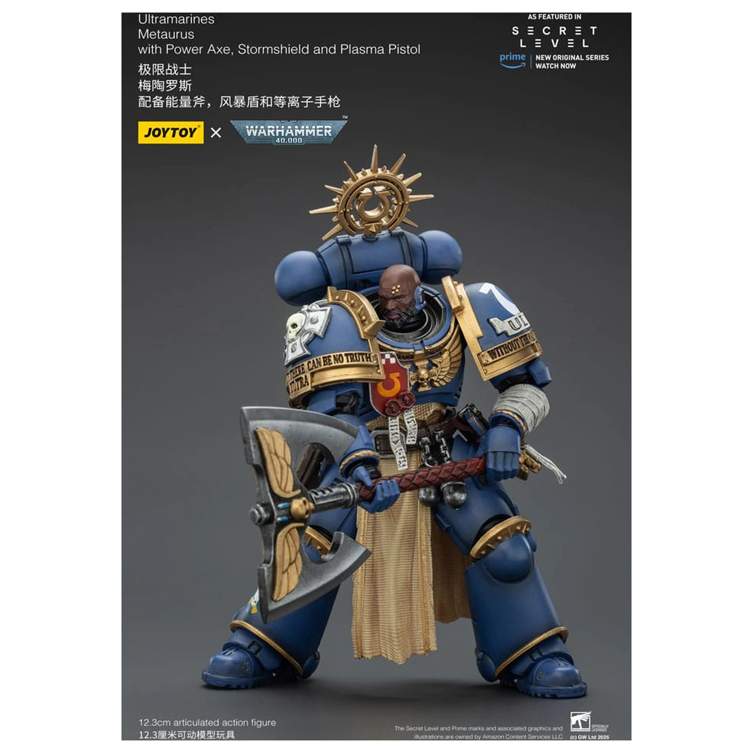 Warhammer 40,000 Akčná figúrka Ultramarines Metaurus s Power Axe, Stormshield a Plasma Pistol 13 cm produktová fotografia