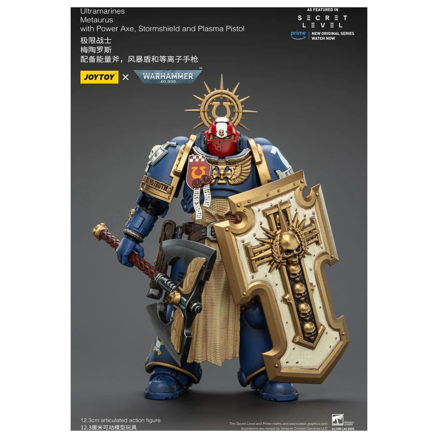 Warhammer 40,000 Akčná figúrka Ultramarines Metaurus s Power Axe, Stormshield a Plasma Pistol 13 cm produktová fotografia