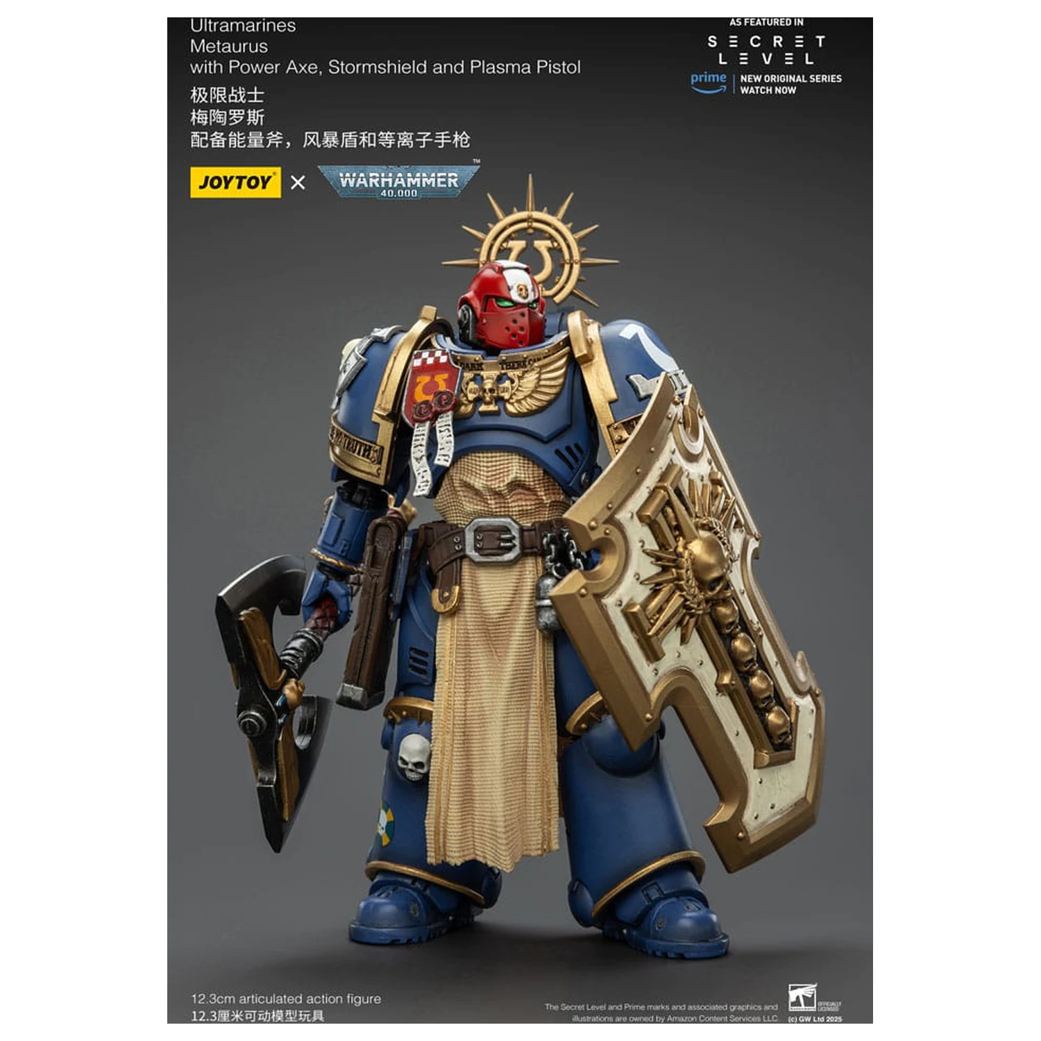 Warhammer 40,000 Akčná figúrka Ultramarines Metaurus s Power Axe, Stormshield a Plasma Pistol 13 cm produktová fotografia