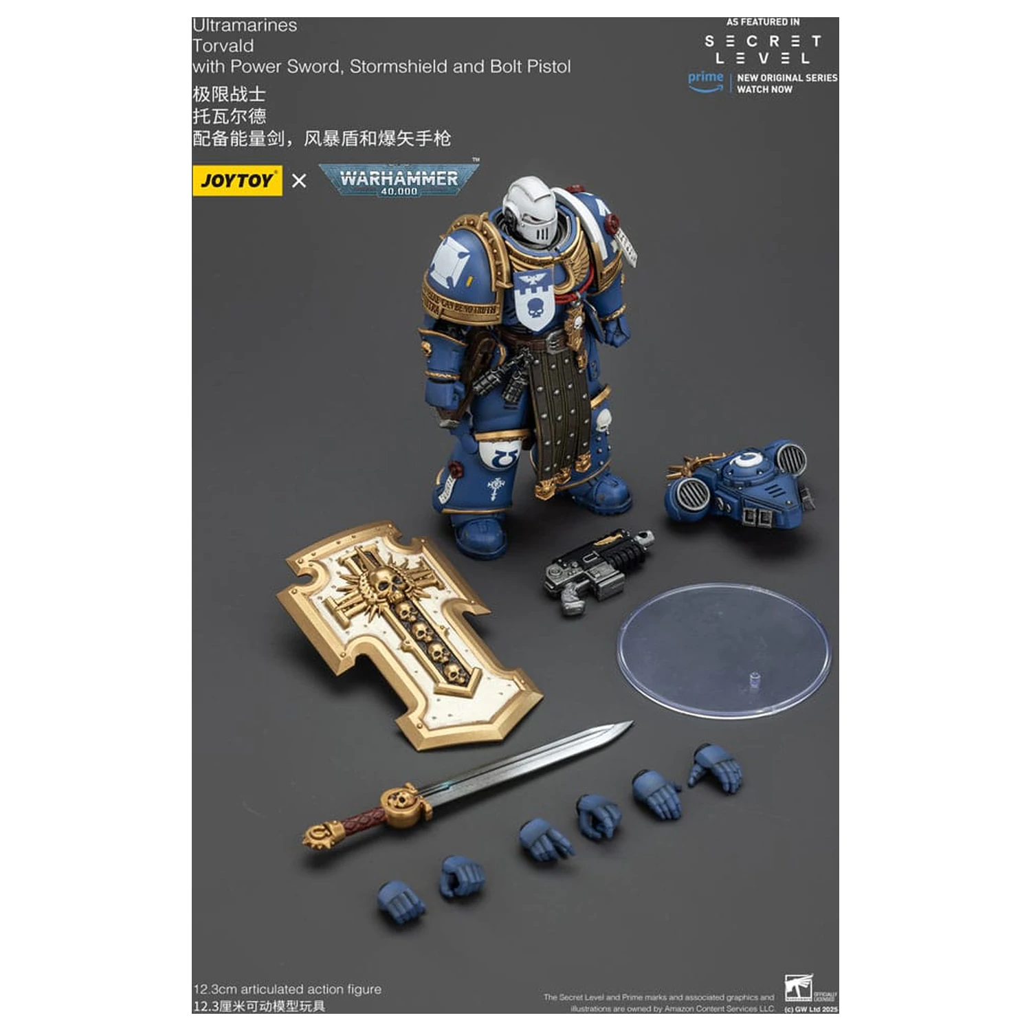 Warhammer 40,000 Action Figure Ultramarines Torvald s Power Sword, Stormshield a Bolt Pistol 13 cm produktová fotografia