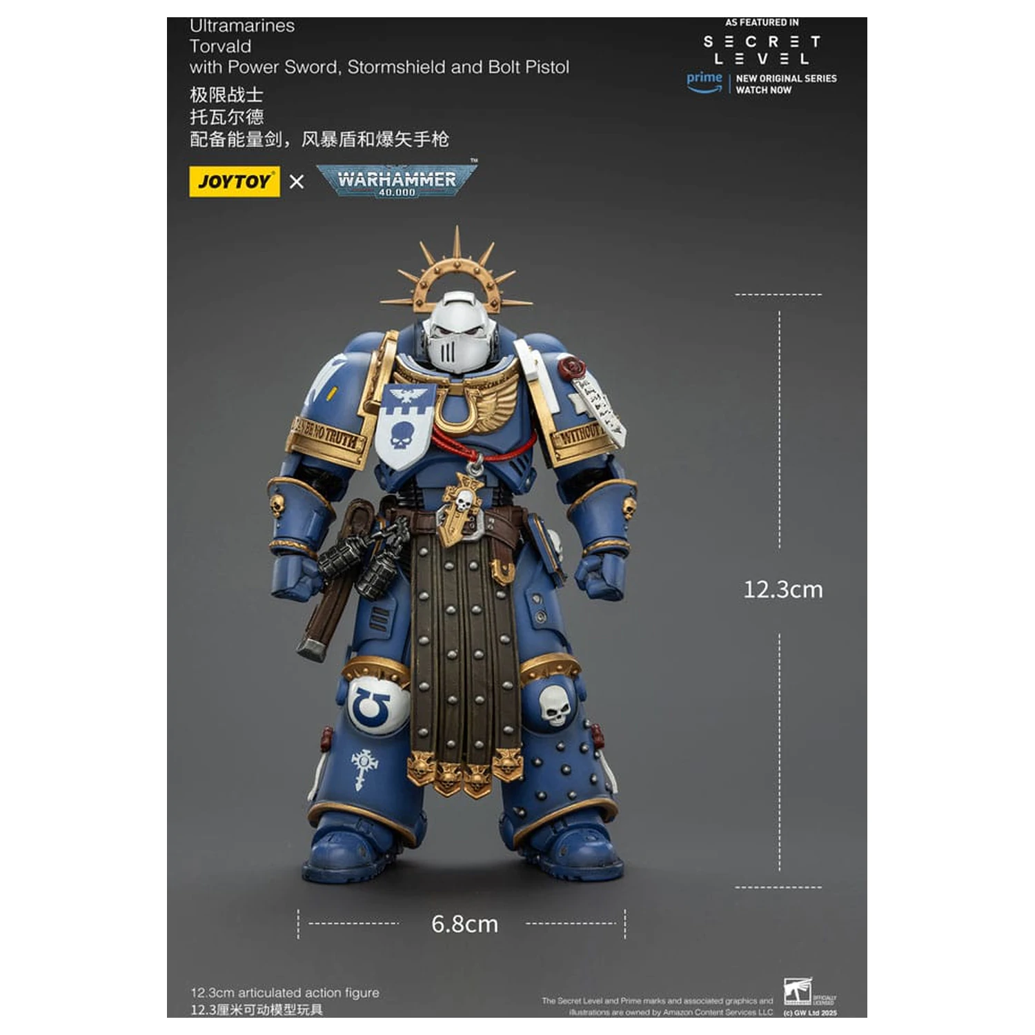 Warhammer 40,000 Action Figure Ultramarines Torvald s Power Sword, Stormshield a Bolt Pistol 13 cm produktová fotografia