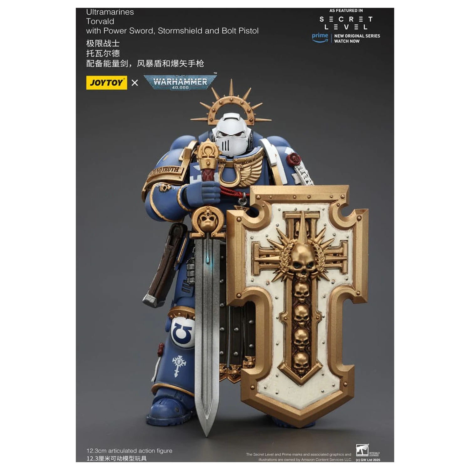 Warhammer 40,000 Action Figure Ultramarines Torvald s Power Sword, Stormshield a Bolt Pistol 13 cm produktová fotografia