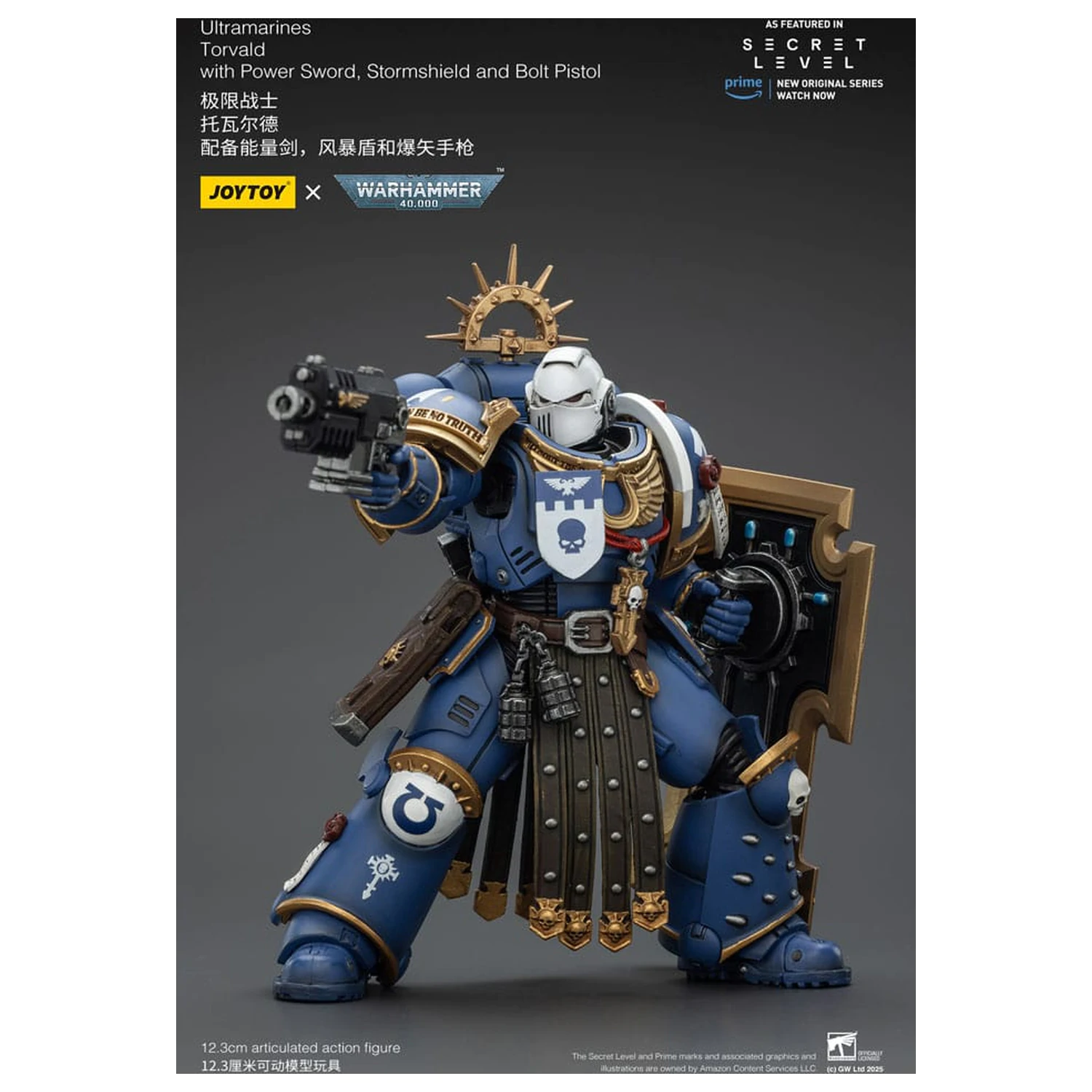 Warhammer 40,000 Action Figure Ultramarines Torvald s Power Sword, Stormshield a Bolt Pistol 13 cm produktová fotografia