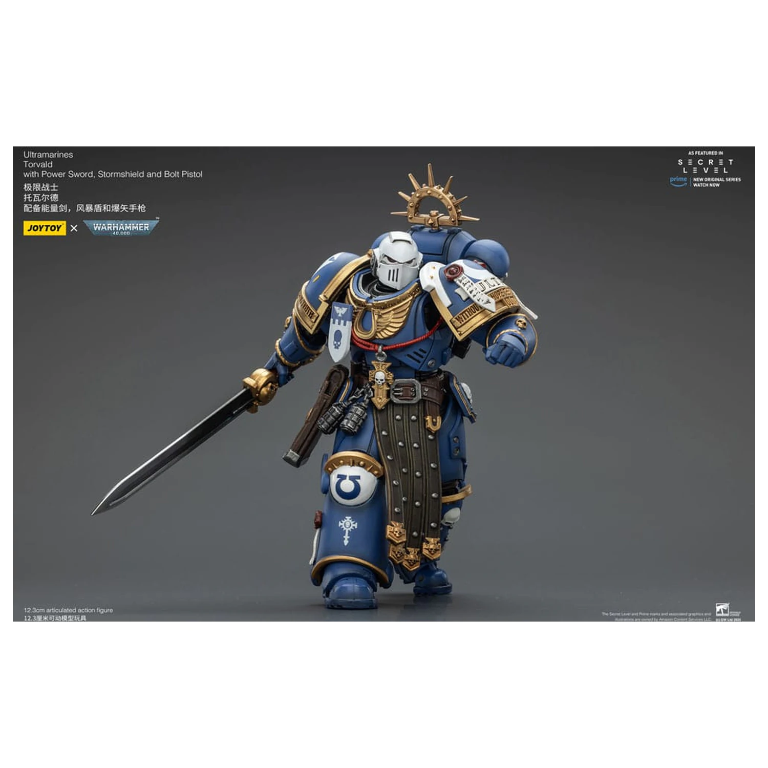 Warhammer 40,000 Action Figure Ultramarines Torvald s Power Sword, Stormshield a Bolt Pistol 13 cm produktová fotografia